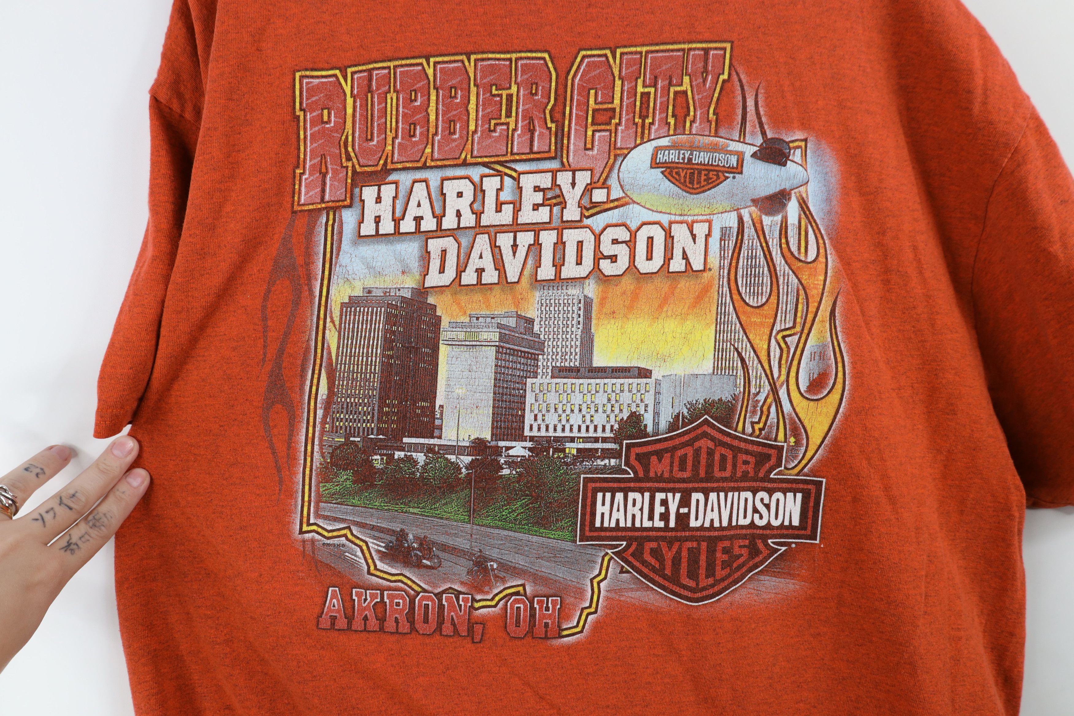 Harley Davidson Vintage Y2K Harley Davidson Spell Big Logo T-Shirt Orange Size US XL / EU 56 / 4 - 11 Thumbnail