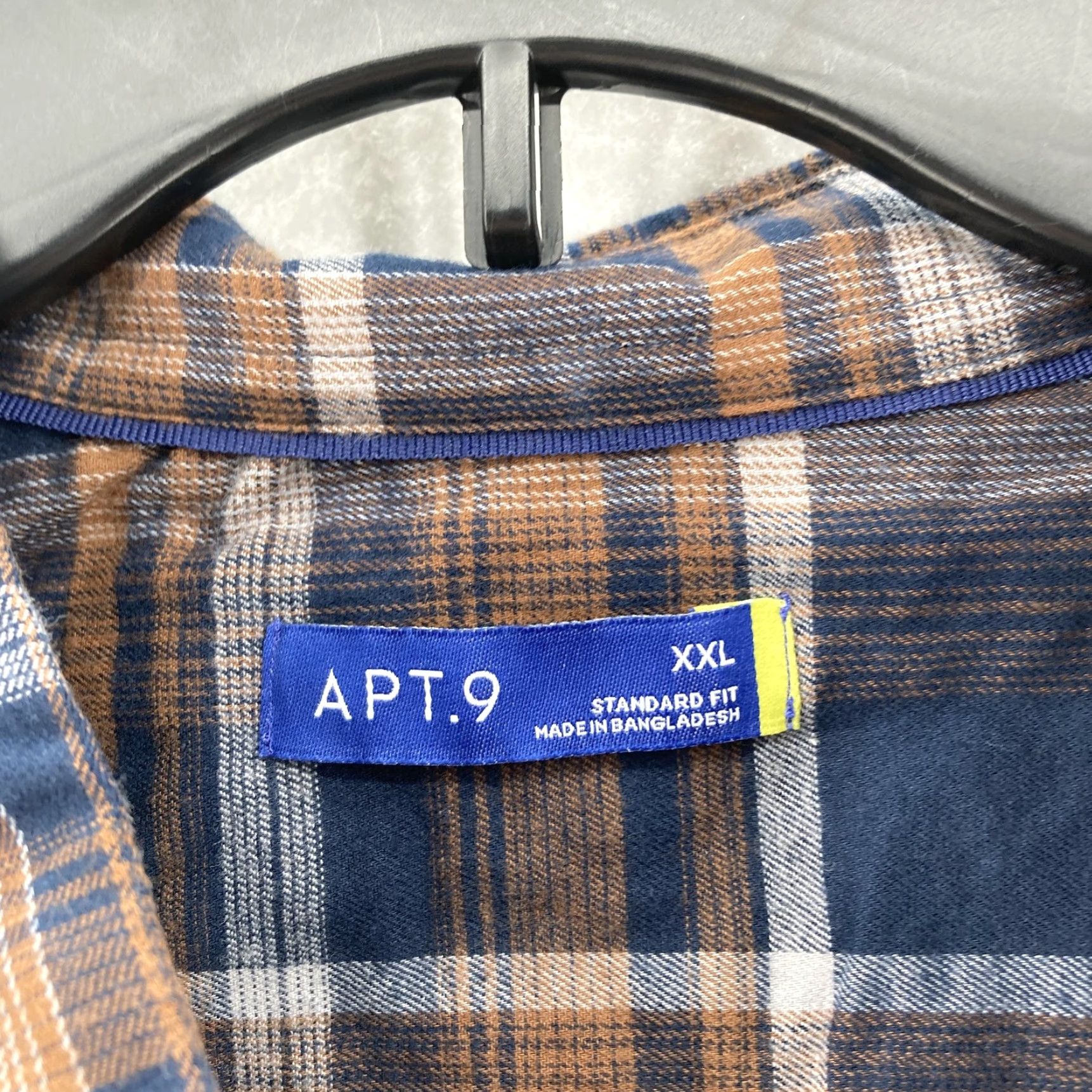 Apt. 9 APT 9 Shirt Mens 2XL Blue Brown Plaid Flannel Long Sleeve Button Up Stretch NWT Size US XXL / EU 58 / 5 - 4 Thumbnail