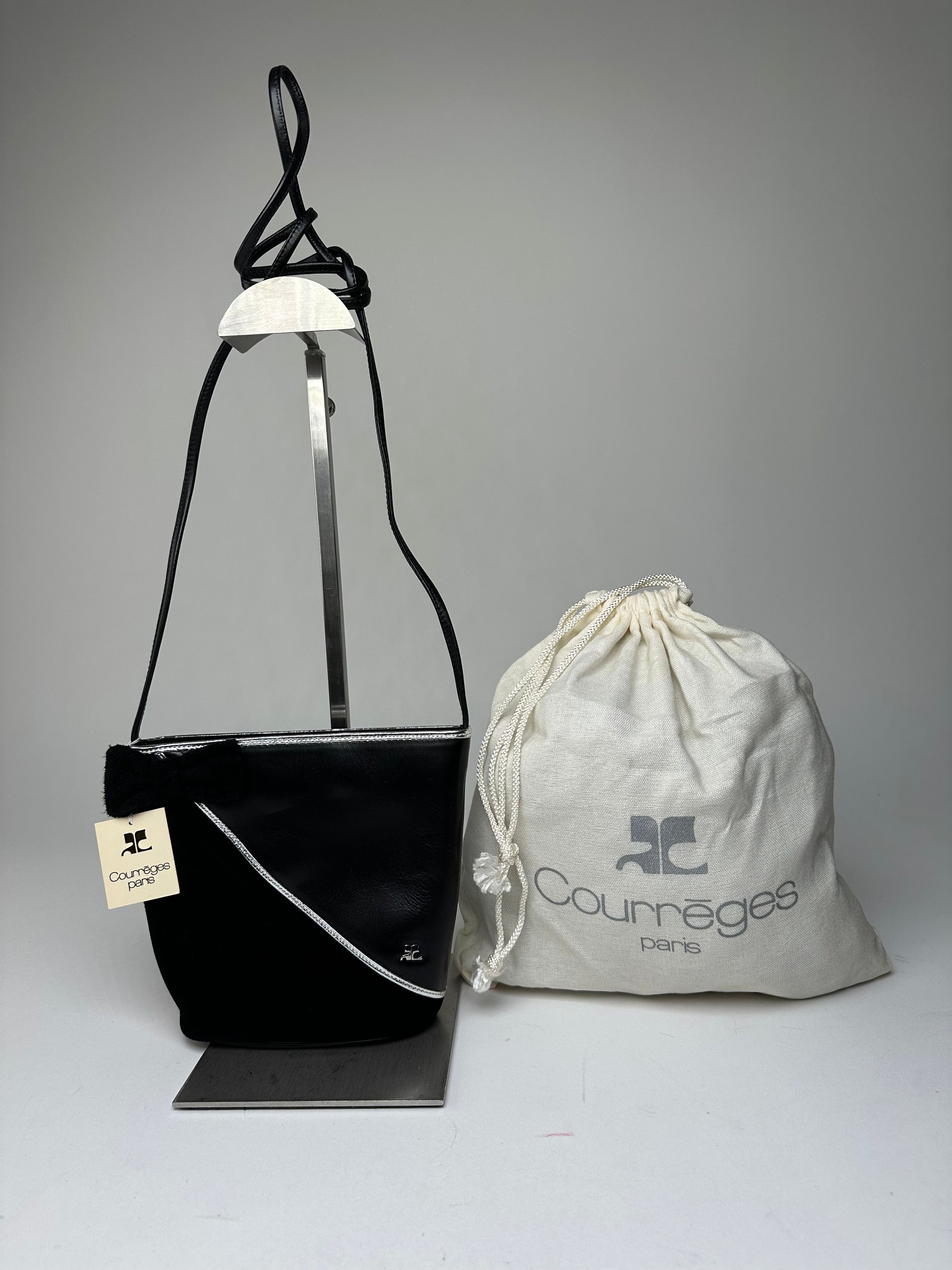 Courreges Vintage Courrèges Leather Velvet Crossbody Bag Black Silver Size ONE SIZE - 1 Thumbnail