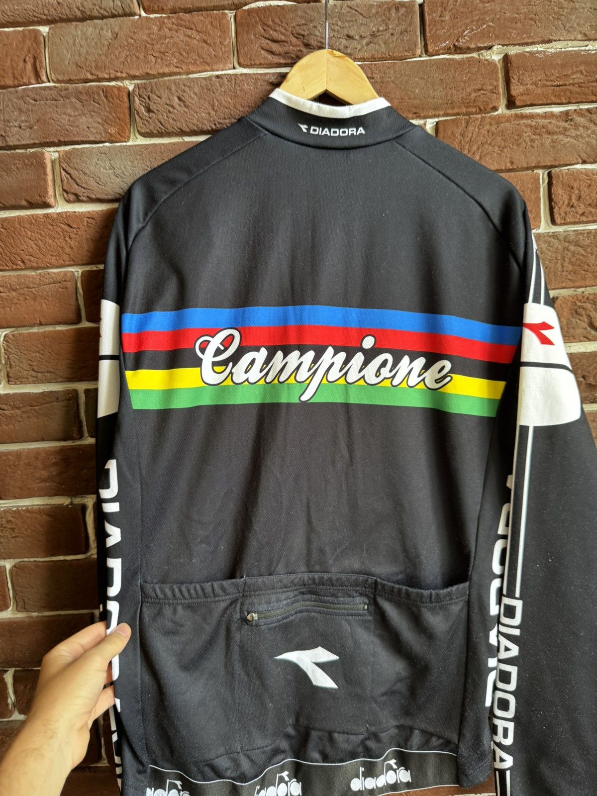 Vintage Vintage Diadora Campione Black Cycling Jersey Longsleeve Size US L / EU 52-54 / 3 - 8 Thumbnail