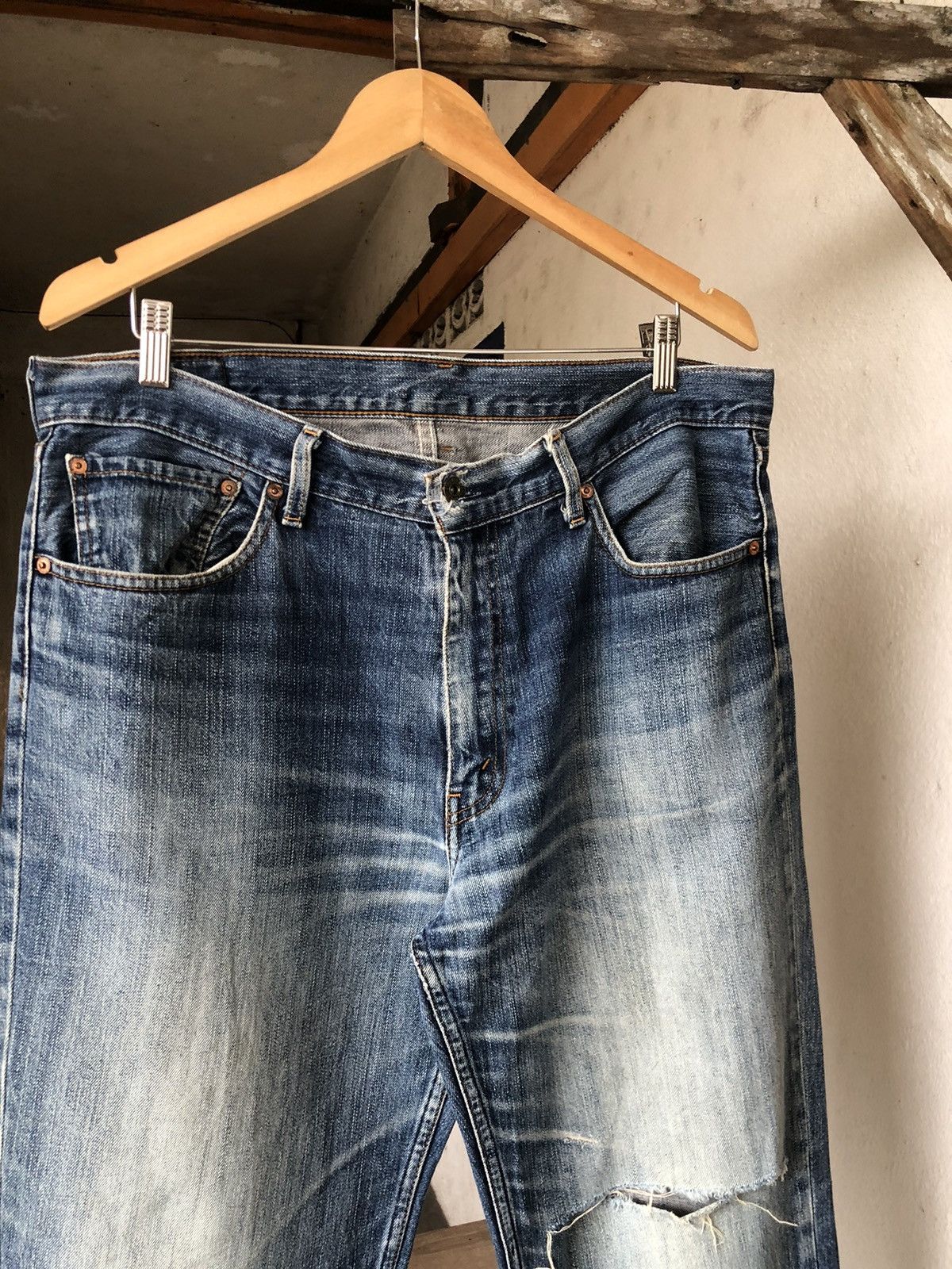 Levi's Vintage Levis 502 Flare Straight Cut Distressed Jeans Size US 37 - 5 Thumbnail