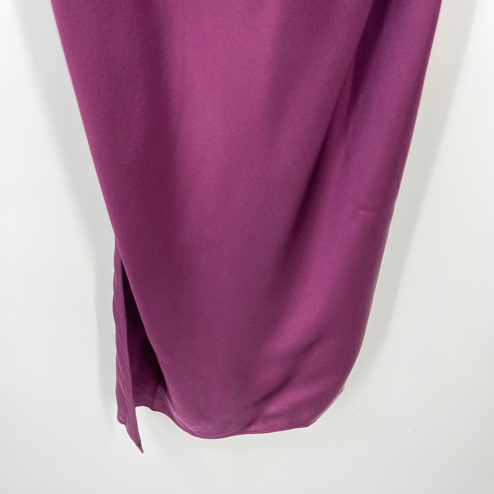 The Sei Ruched Cut Out Silk Midi Dress in Burgundy 2