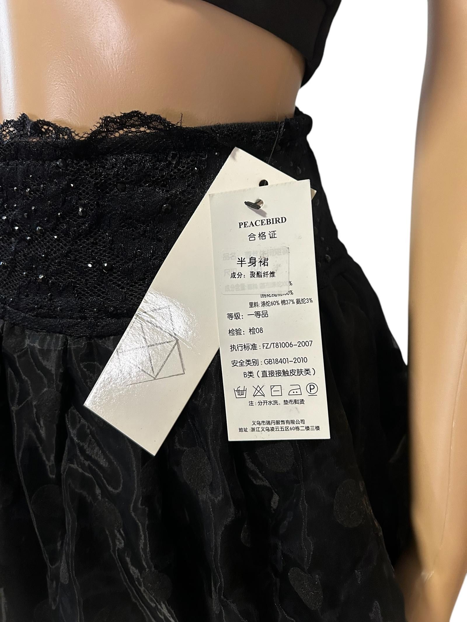 Designer Stylish Black Sheer Polka Dot Skirt by Peacebird Size 32" / US 10 / IT 46 - 3 Thumbnail