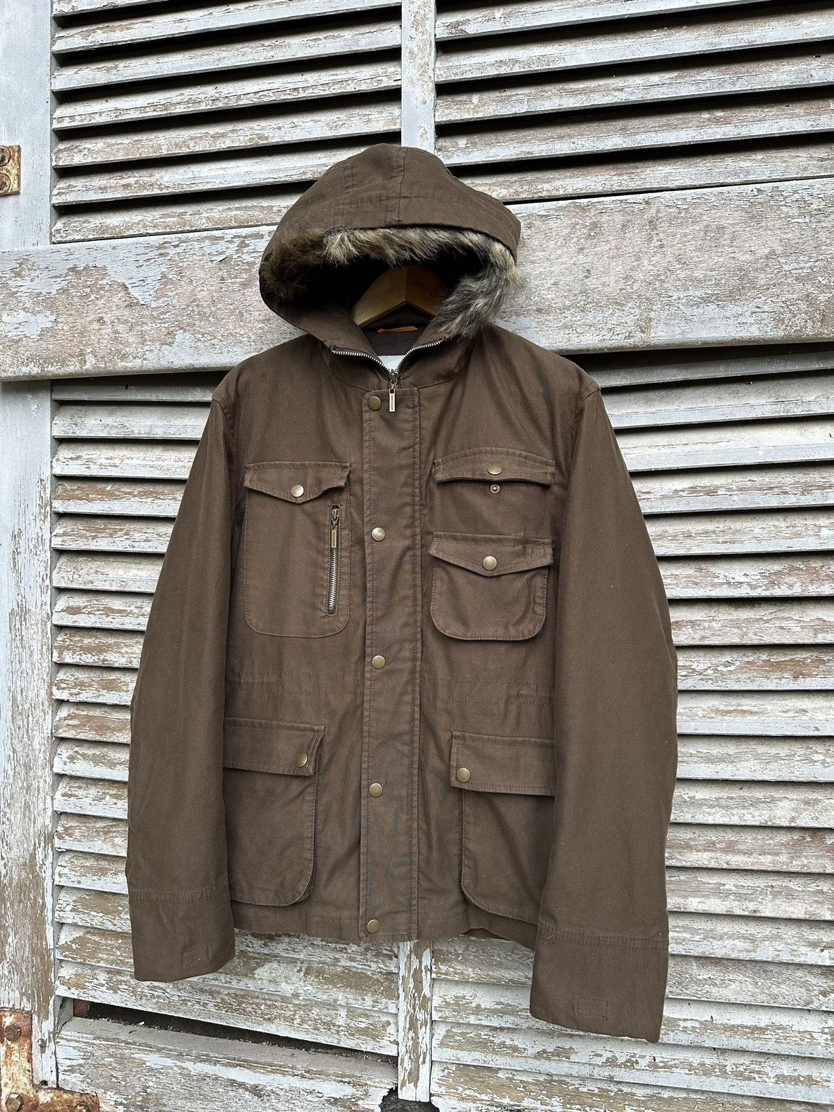 Takeo Kikuchi 👹Takeo Kikuchi Japan Brown Utility Jacket With Fur Hood Size US M / EU 48-50 / 2 - 3 Thumbnail
