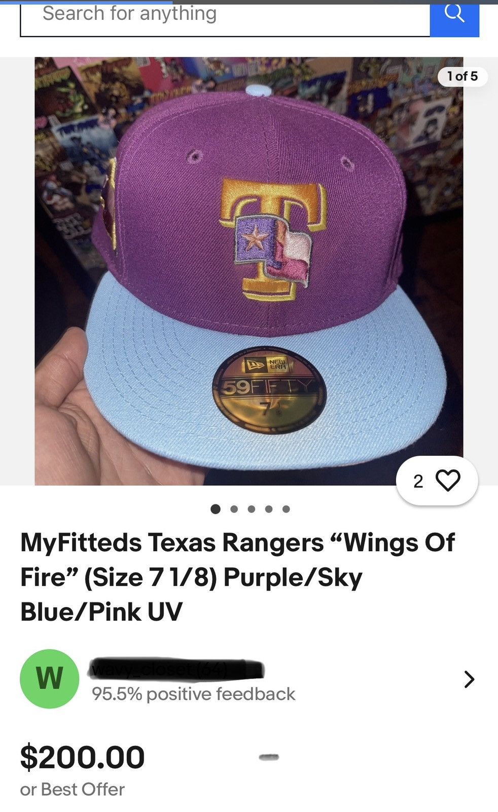 Hat Club × MyFitteds × New Era MyFitteds Texas Rangers "Wings Of Fire" Size 8 Size ONE SIZE - 6 Thumbnail