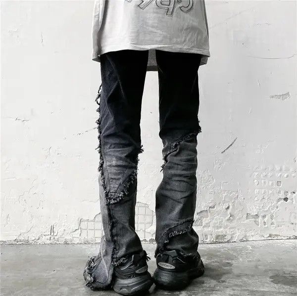 VIBE Retro Y2K Ripped Jeans Wide Leg Straight Retro Size US 32 / EU 48 - 2 Thumbnail