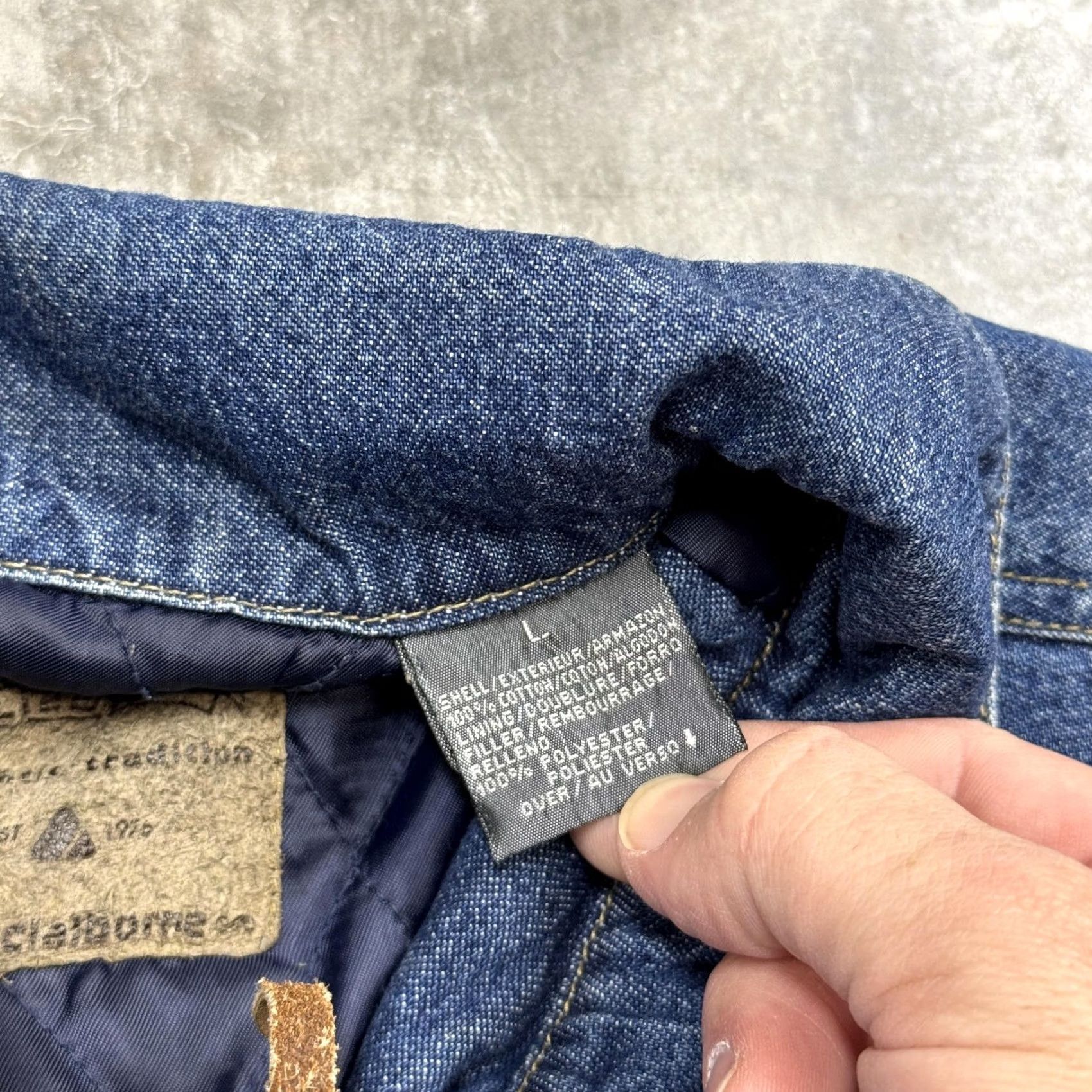 Liz Claiborne Claiborne Jacket Mens Large Blue Denim Quilted Lined Zip Front Workwear Pockets Size US M / EU 48-50 / 2 - 5 Thumbnail