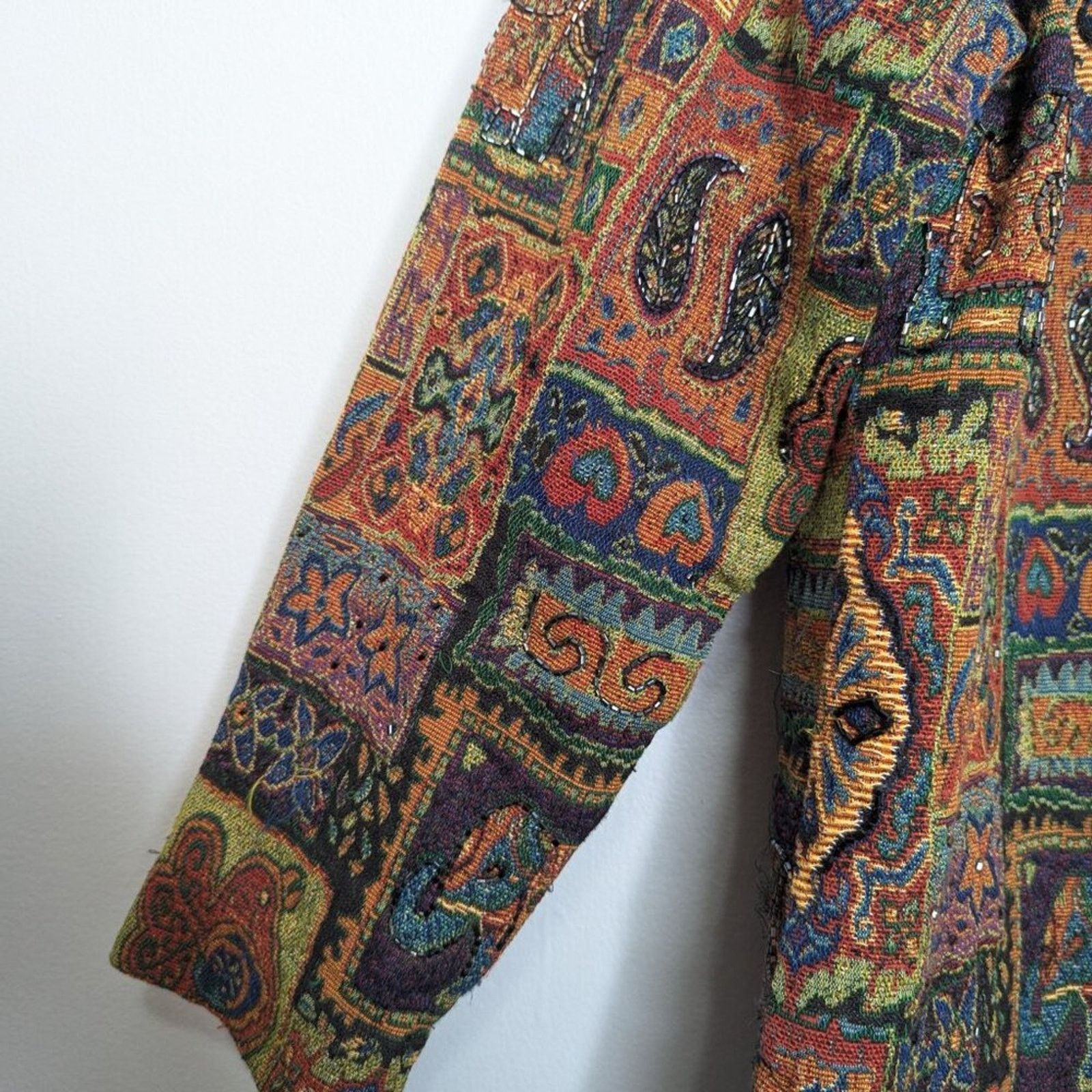 Chicos Chicos Vintage Anniversary Collection Beaded Tapestry Jacket Size L / US 10 / IT 46 - 8 Thumbnail