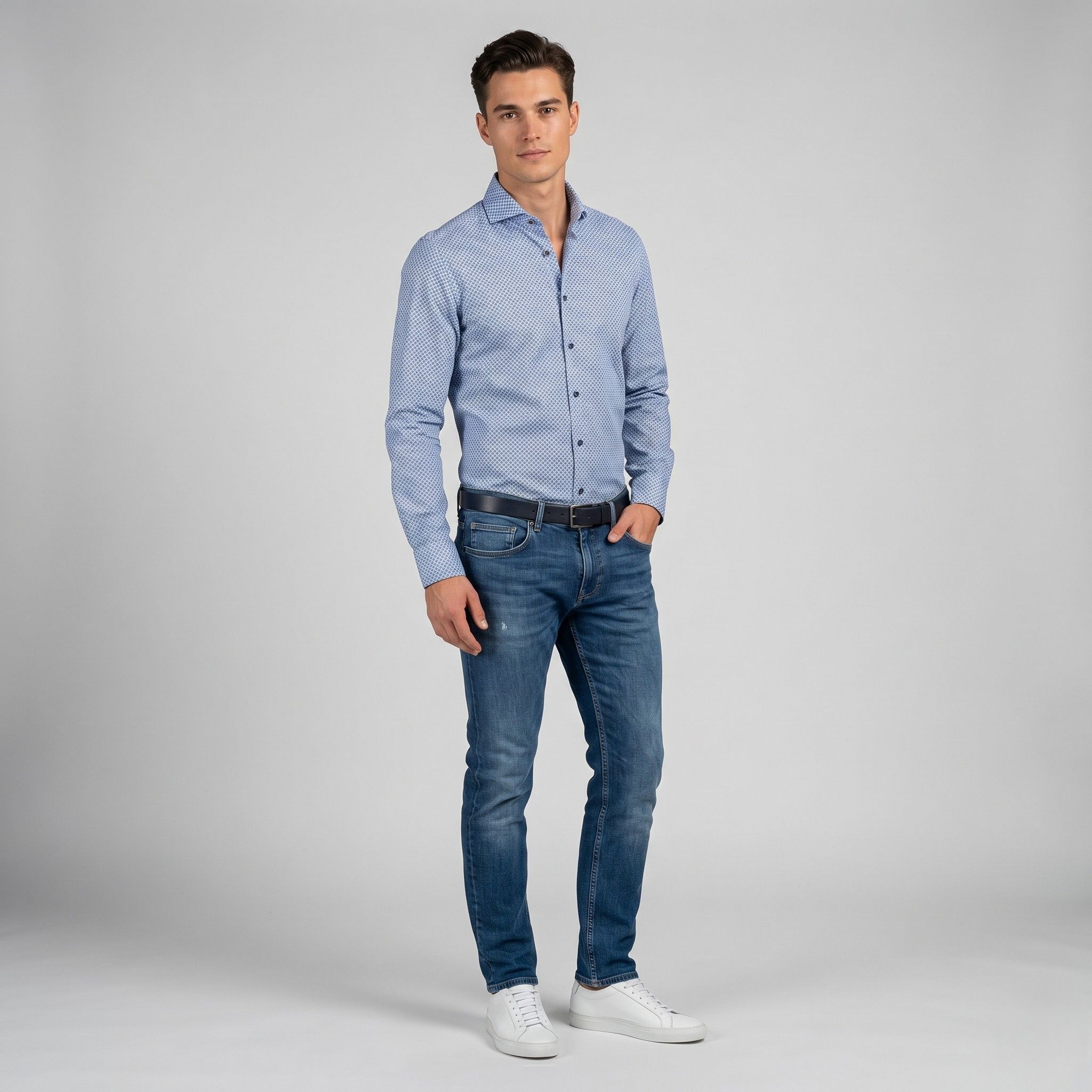 Strenstroms Stenstroms Men 40 S Casual Shirt Blue Cotton Slim 1217 Size US S / EU 44-46 / 1 - 1 Thumbnail
