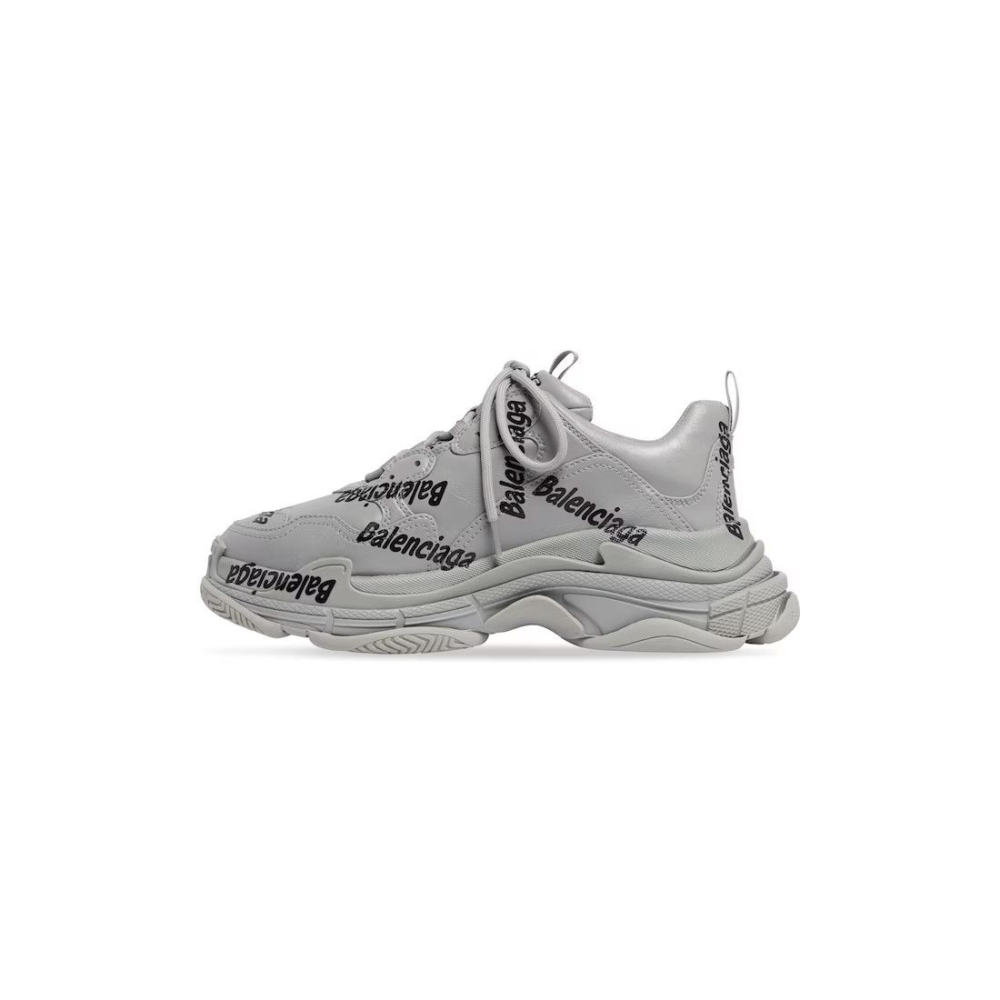Balenciaga o1mt1gz0924 Triple S Logotype Sneaker in Grey/Black Size US 13 / EU 46 - 7 Thumbnail