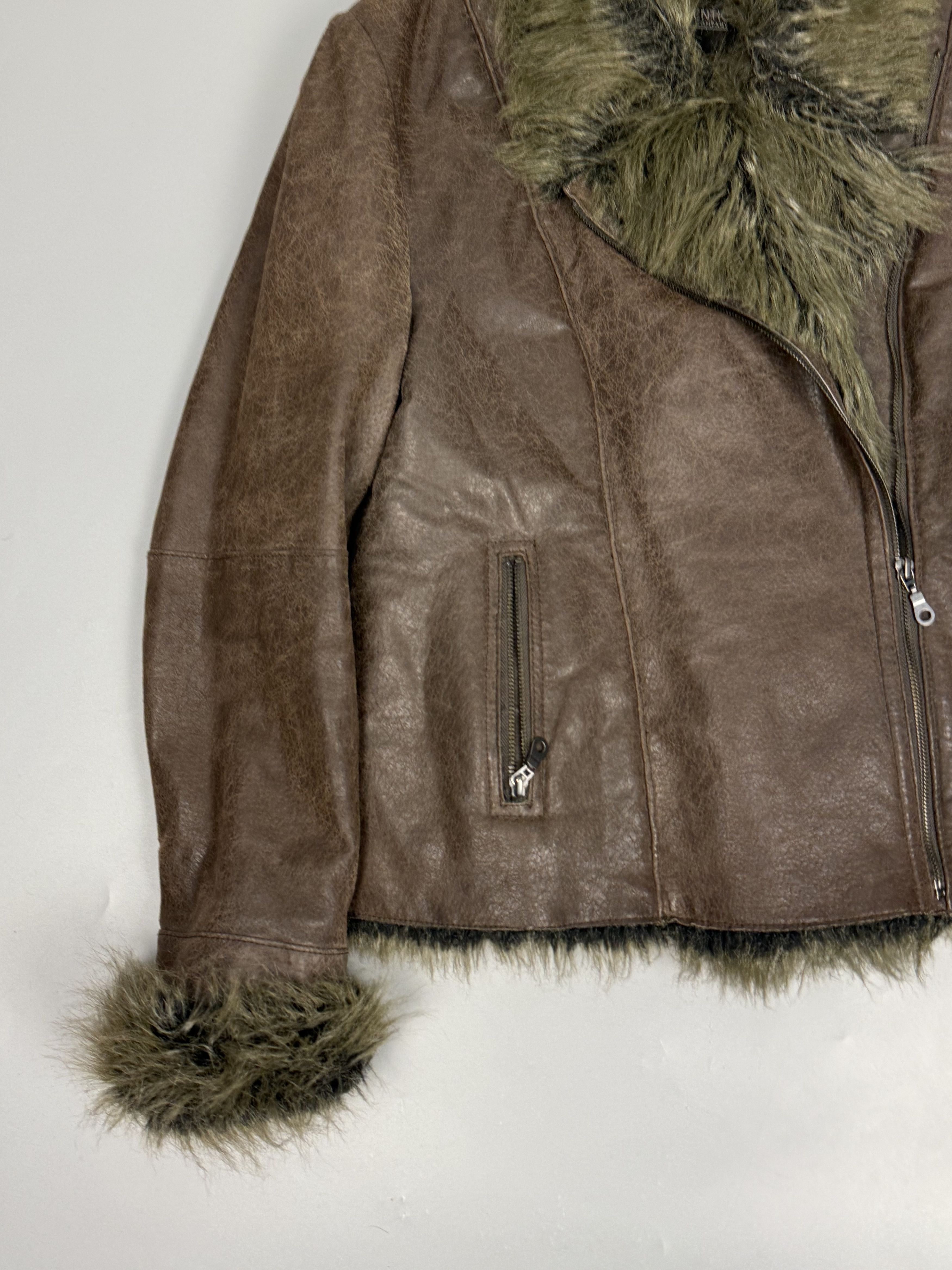 Japanese Brand Vintage faux fur leather asymmetric bomber jakcet Size XL / US 12-14 / IT 48-50 - 4 Thumbnail