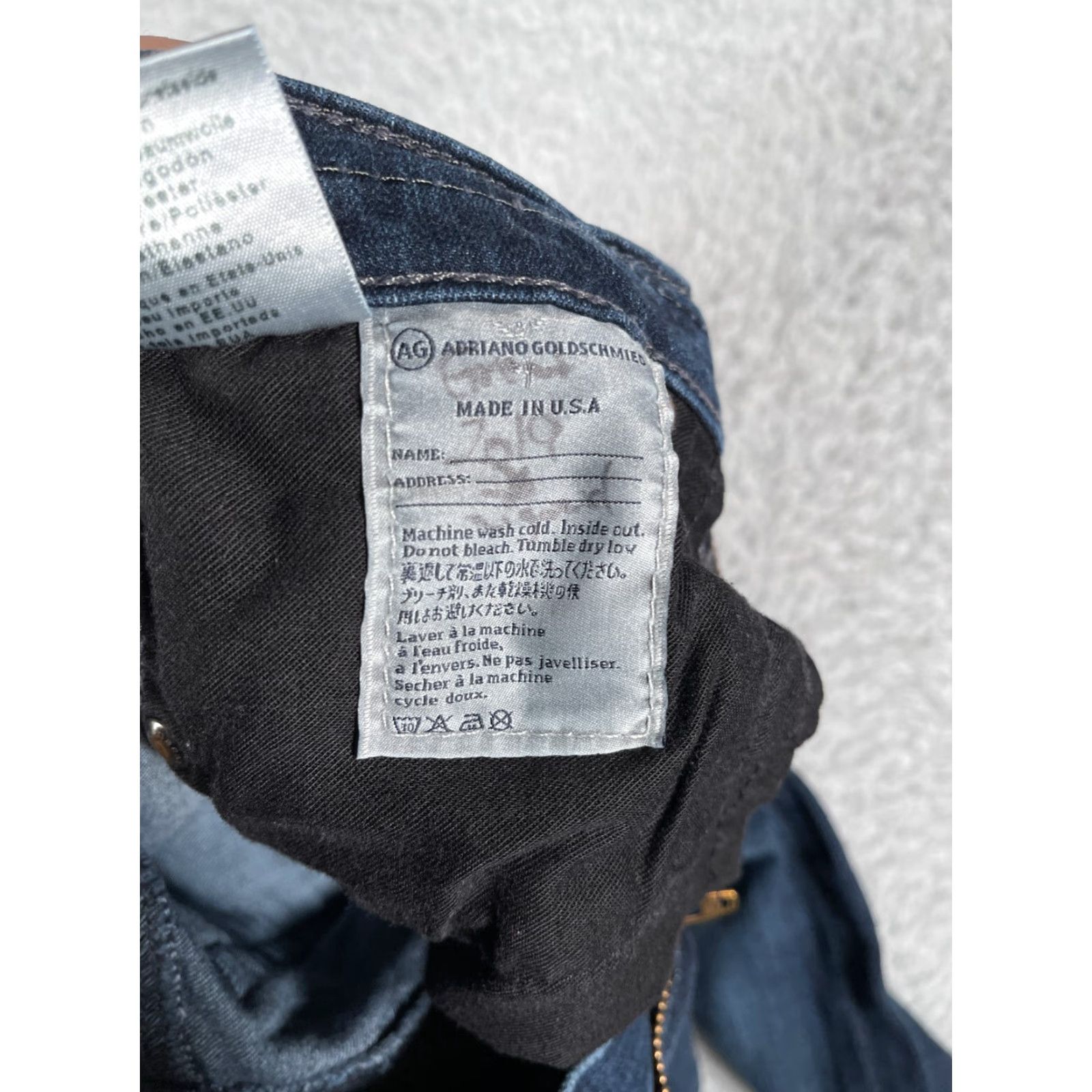 Denime Adriano Goldschmied Jeans Womens AG Farrah Skinny Denim Blue 25 Mid Rise Pockets Logo Embroidered 5-Pocket Size 42" / US 20 - 3 Thumbnail