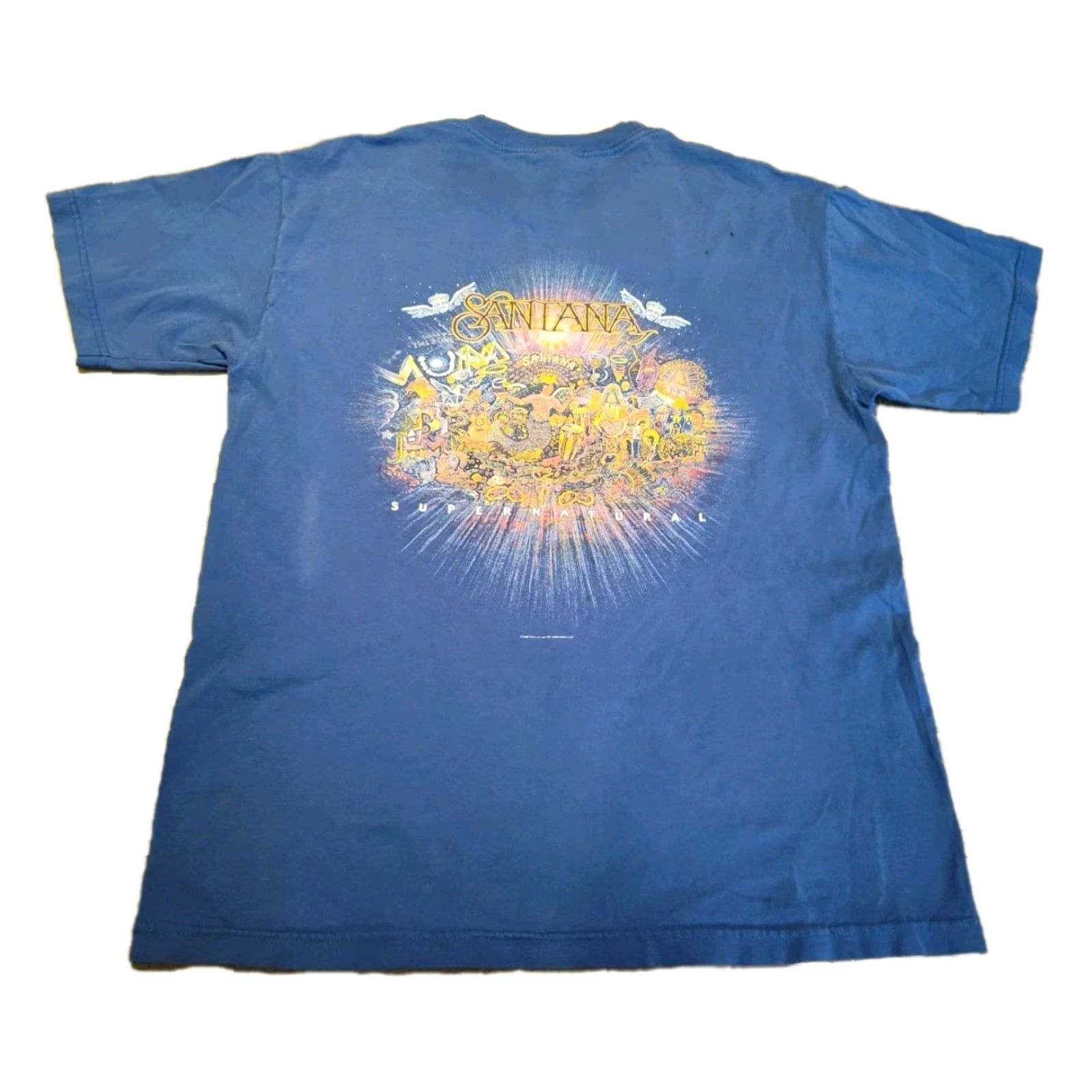 Doublet VINTAGE Santana Supernatural Concert Band T-Shirt Men Sz L Blue 90s Music Logo Double-Sided Size US L / EU 52-54 / 3 - 2 Thumbnail