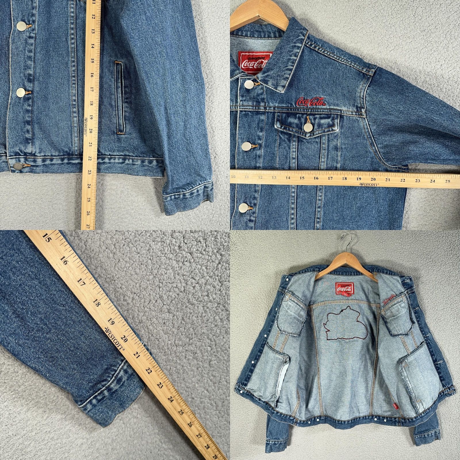 Denime VINTAGE Coca Cola Denim Trucker Jacket Mens XL Blue Polar Bear Logo 90s Coca-Cola Logo Embroidered Button Pockets denim 90s Mens XL Blue Size US 36 / EU 52 - 8 Thumbnail