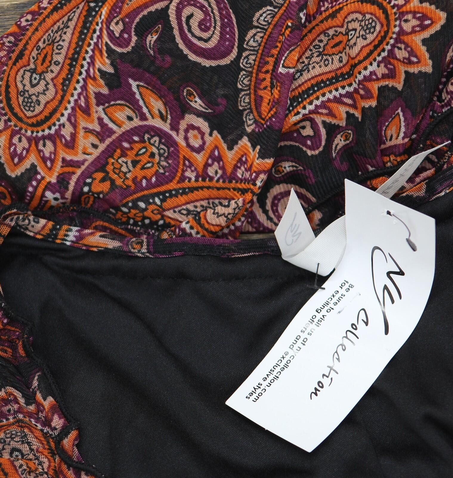 Other Nwt Ny Collection Mesh Maxi Dress Black Rust Paisley Pxl Size XL / US 12-14 / IT 48-50 - 3 Thumbnail