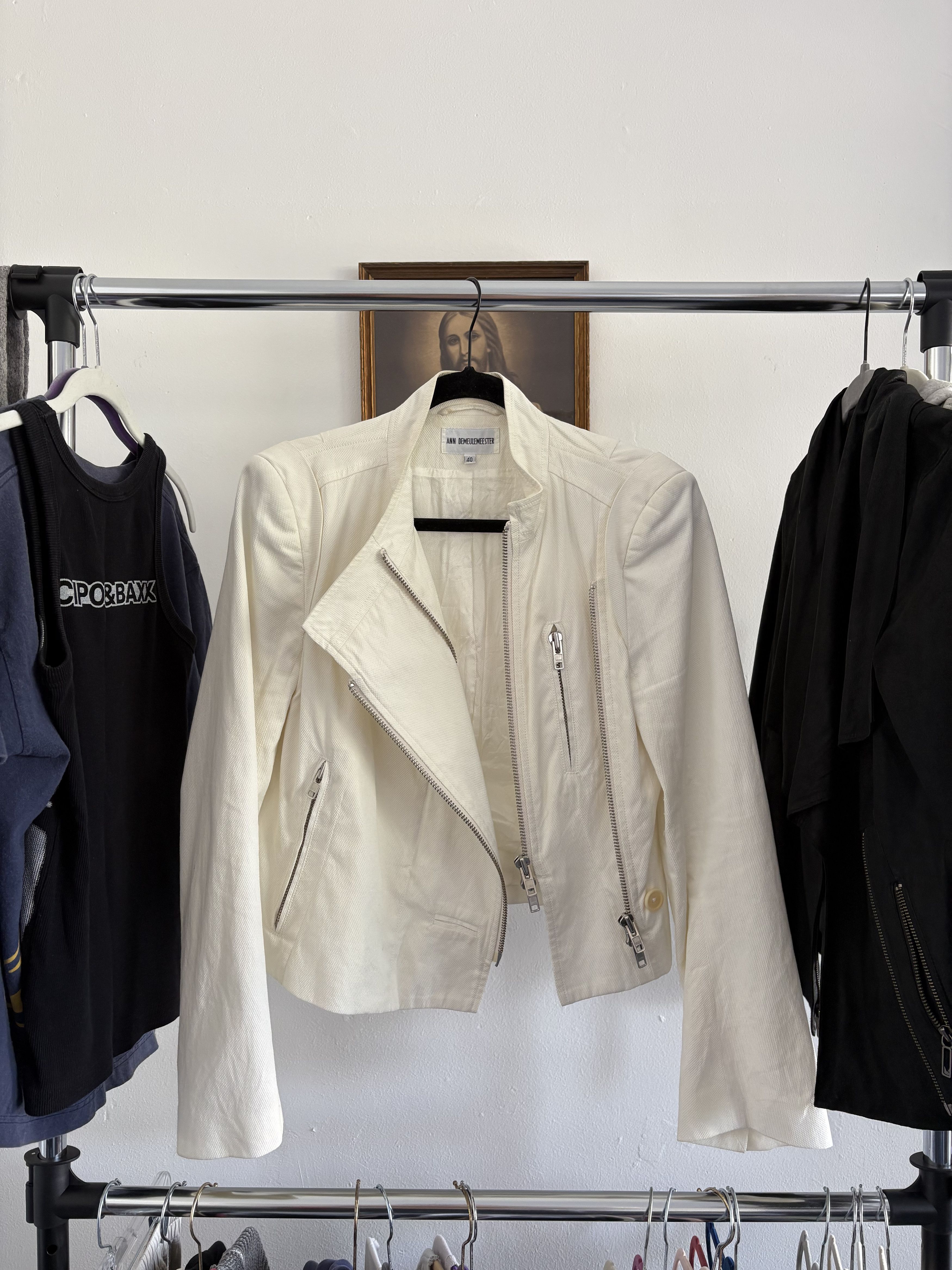 Ann Demeulemeester Twill Moto Jacket Size US S / EU 44-46 / 1 - 6 Thumbnail