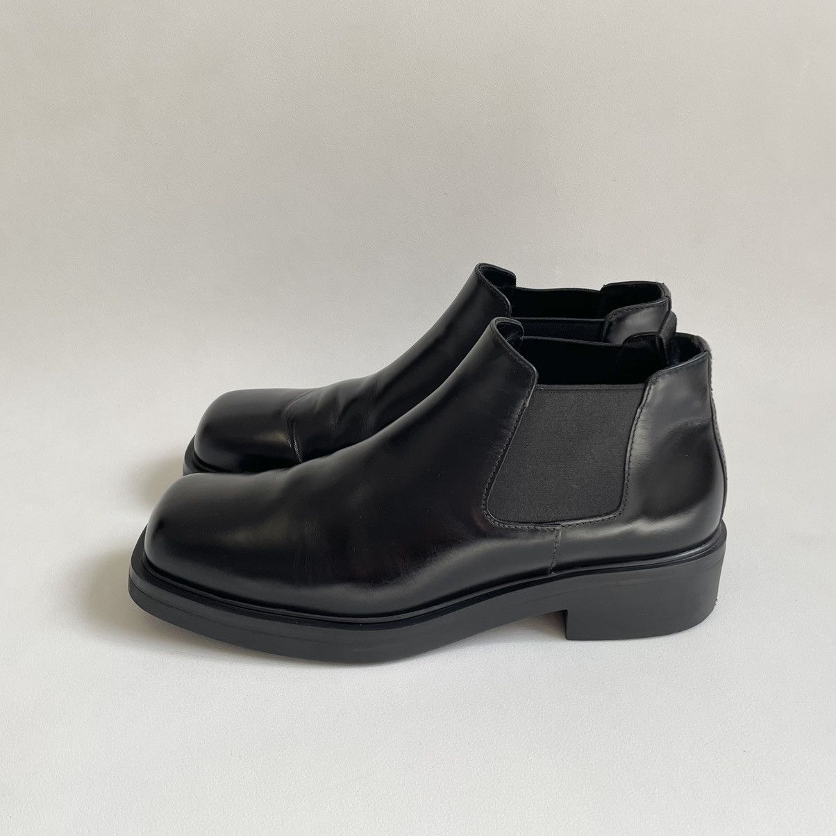 Prada Black Leather ‘Square Toe Boots’ Size US 10.5 / EU 43-44 - 4 Thumbnail