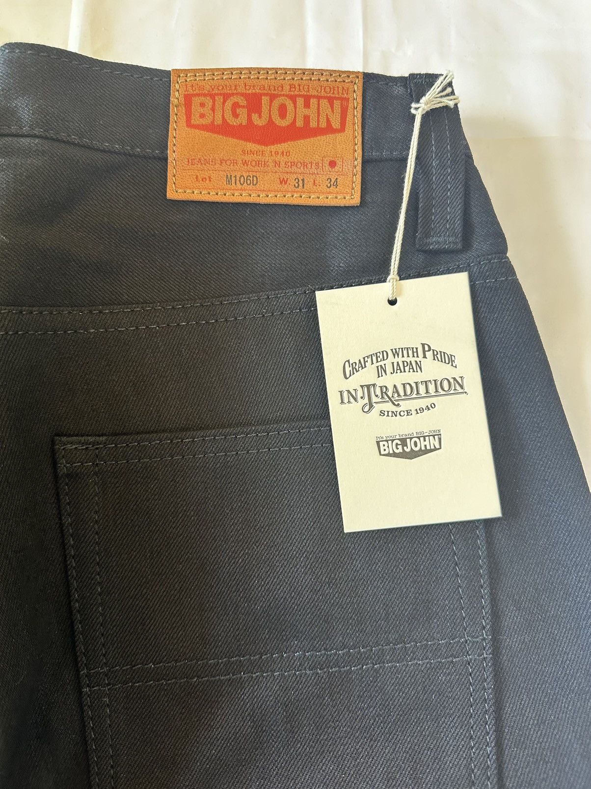 Big John × Japanese Brand Big John M106 Slim Tapered Leg Black Sulfur-Dyed Selvedge Size US 31 - 12 Thumbnail
