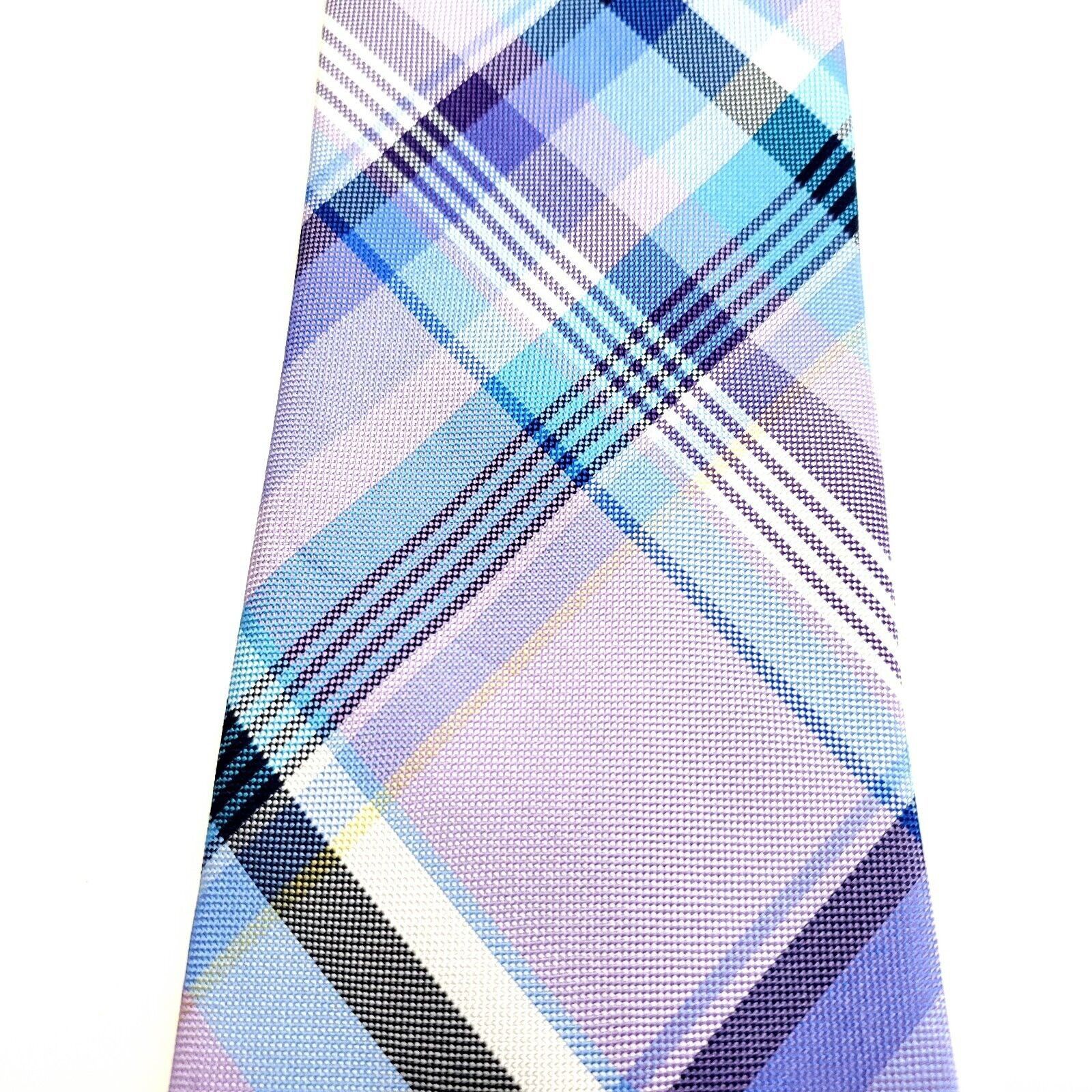 Tommy Hilfiger Tommy Hilfiger Purple Blue Plaid Woven Silk Tie Size ONE SIZE - 2 Thumbnail