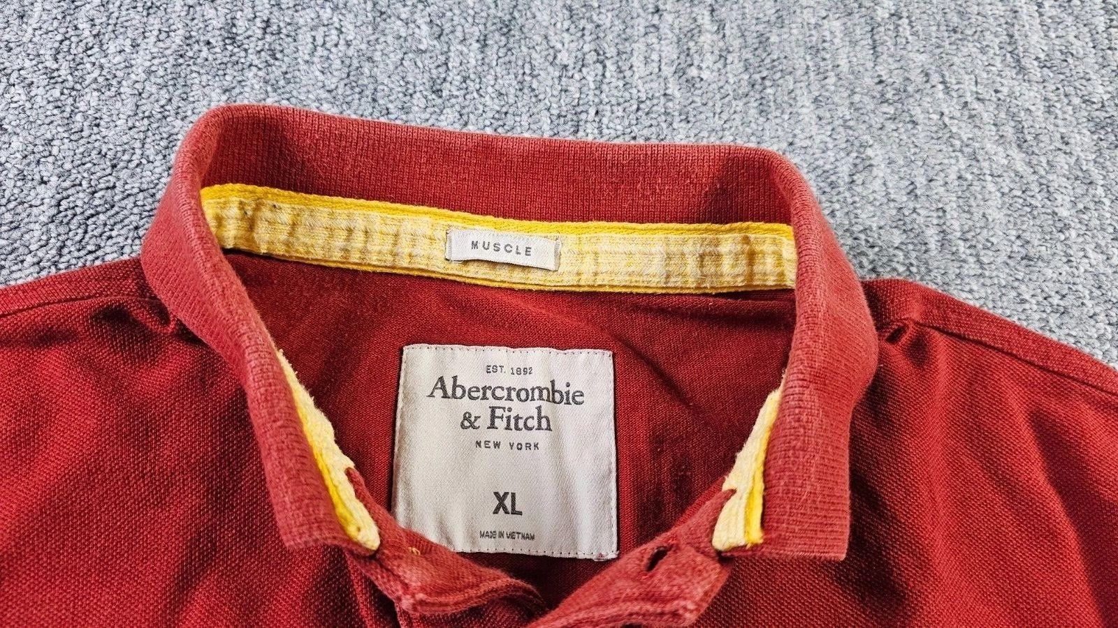 Abercrombie & Fitch Abercrombie Fitch Muscle Fit Polo Moose Embroidered Burgundy Size US XL / EU 56 / 4 - 4 Thumbnail