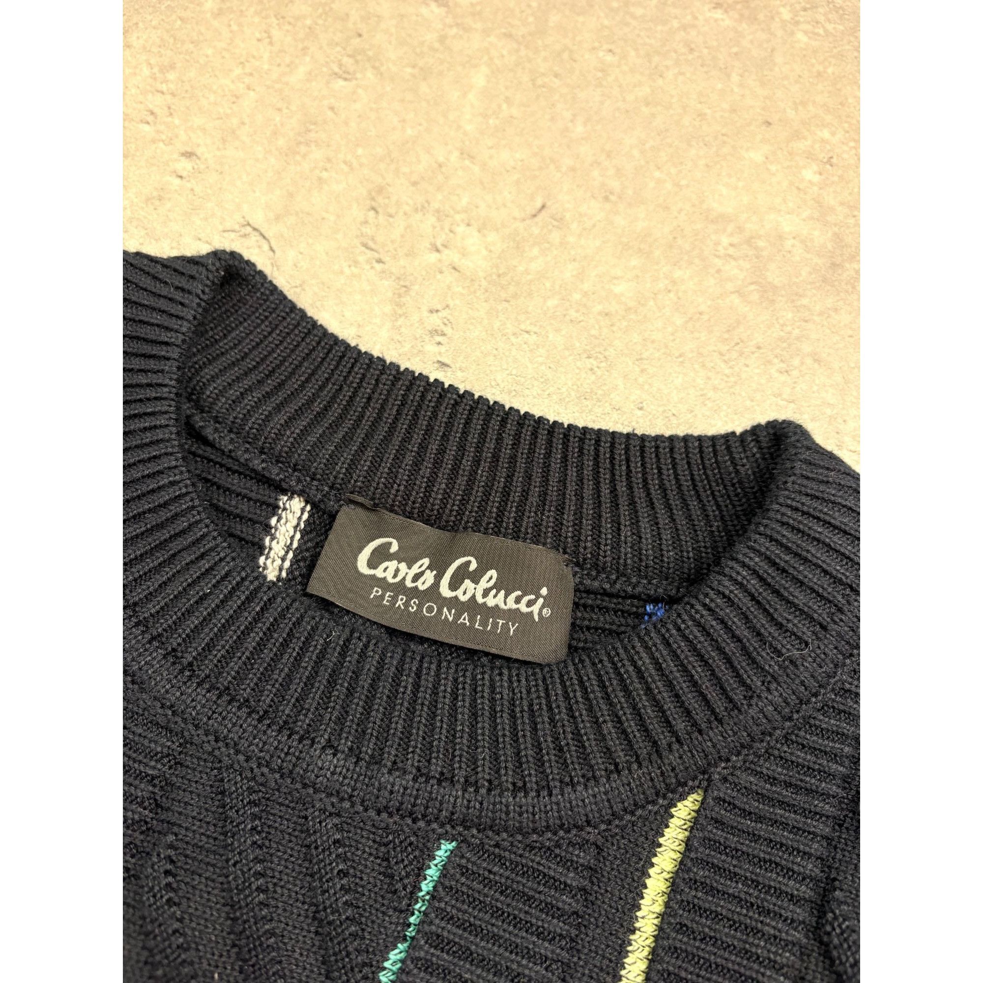 Carlo Colucci Carlo Colucci Personality Mens Black Sweater With Multicolor Size US M / EU 48-50 / 2 - 4 Thumbnail