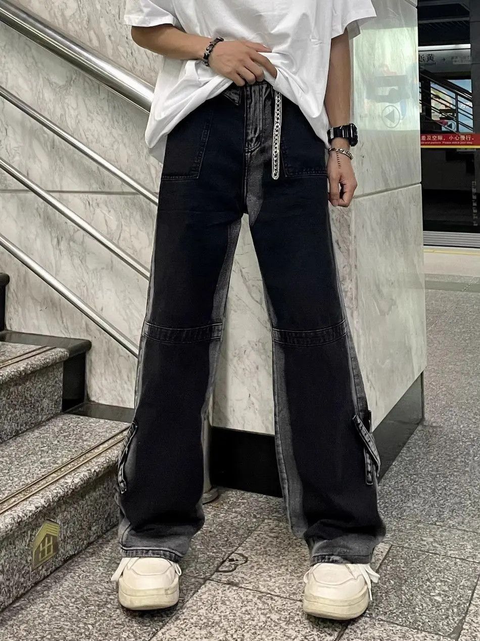 Japanese Brand Retro loose fitting wide leg contrasting denim jeans Size US 32 / EU 48 - 6 Thumbnail