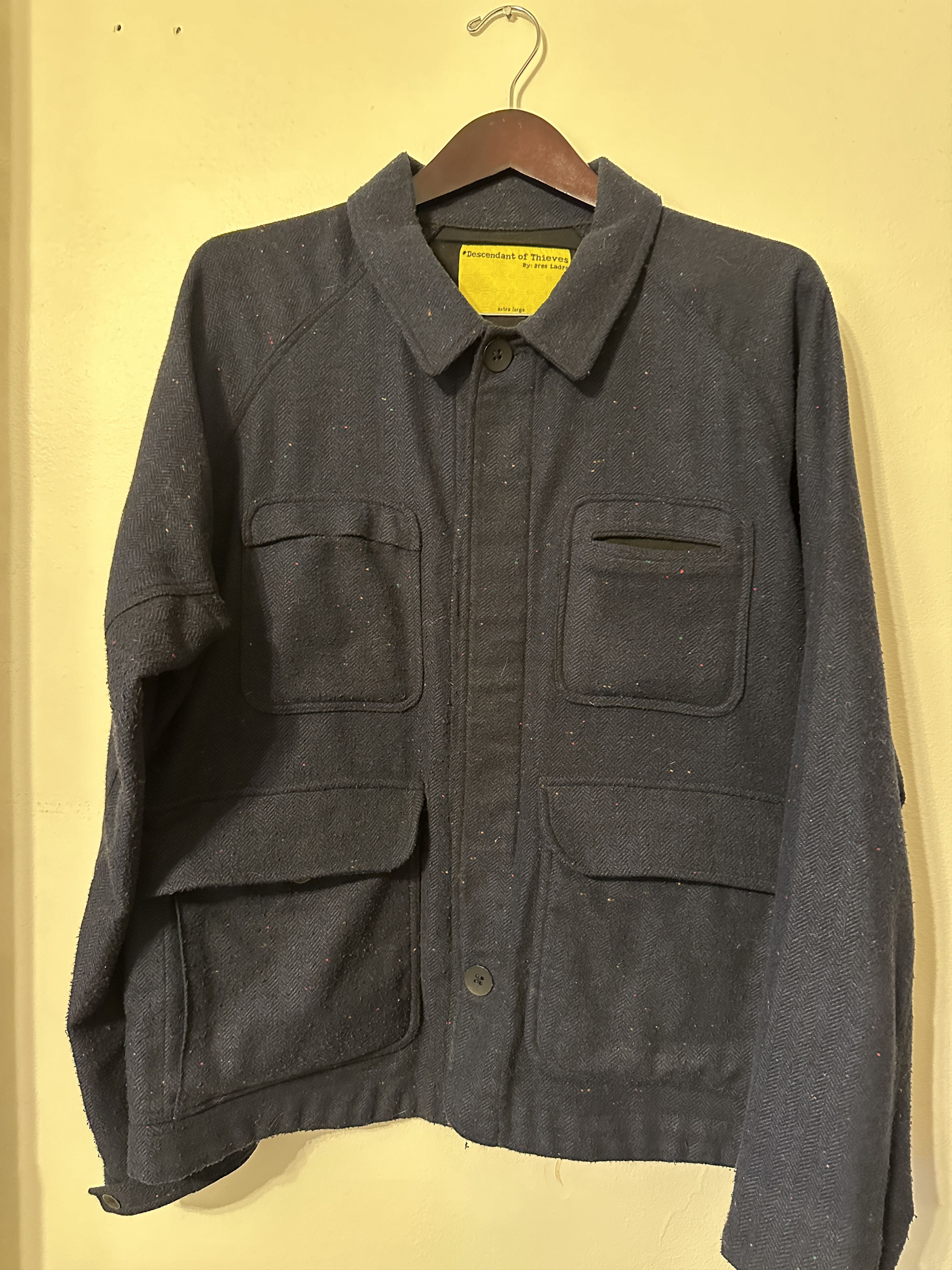 image of Descendant Of Thieves Donegal Mechanic/chore Jacket in Navy Donegal Tweed, Men's (Size XL)
