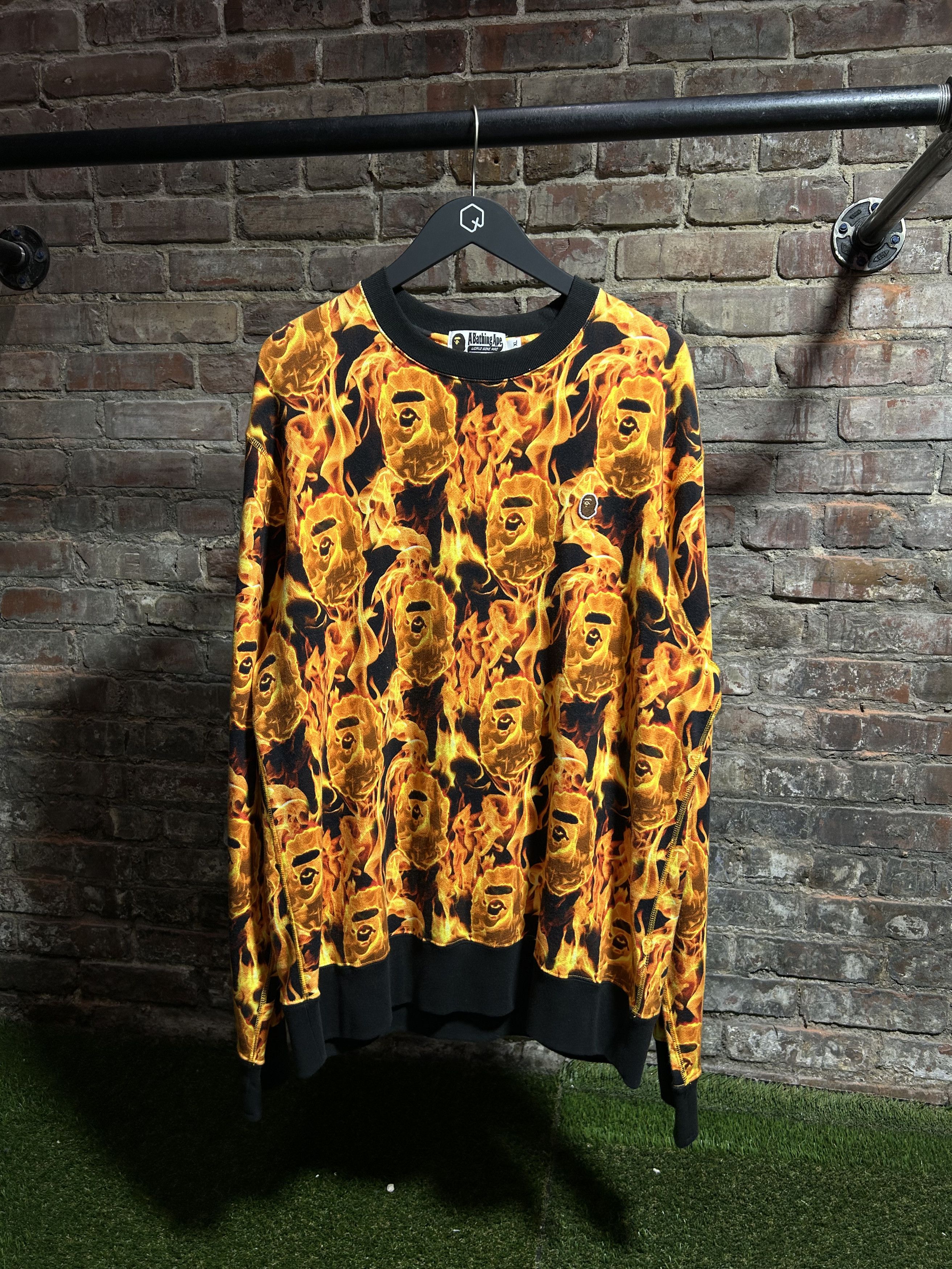 Bape Bape Flames Crewneck Size US XL / EU 56 / 4 - 1 Thumbnail