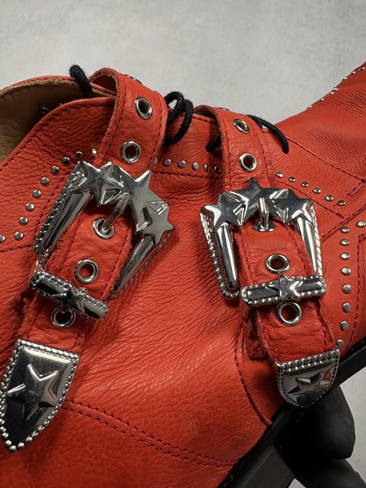 Other Air & Grace London Red Western Buckle Leather Boots 43 West Size US 10 / EU 43 - 11 Thumbnail