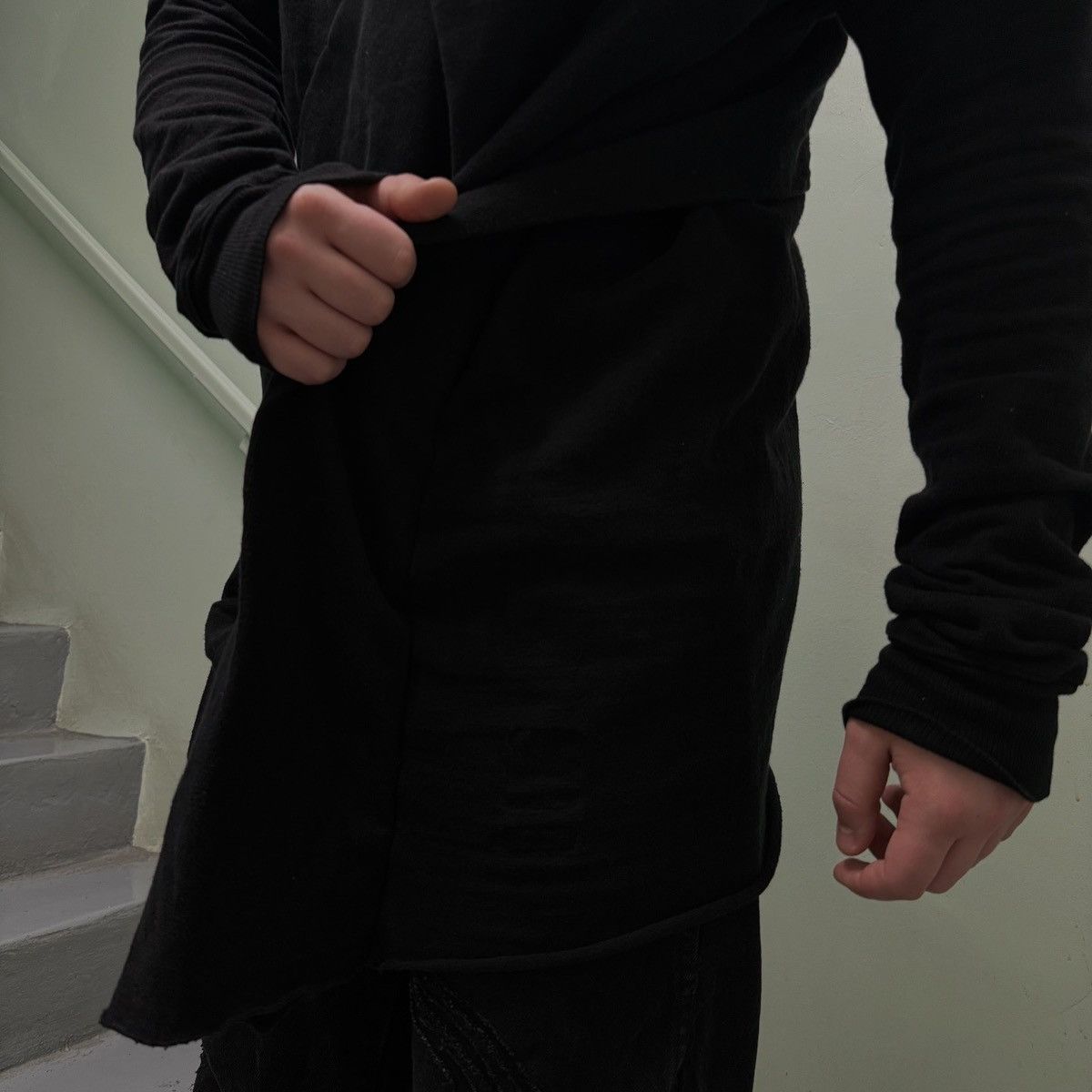 Rick Owens Rick Owens DRKSHDW Black Sweater Geometric Lines Layerd Size US L / EU 52-54 / 3 - 2 Thumbnail
