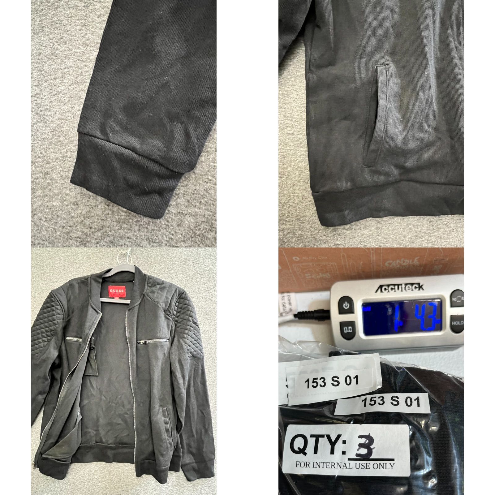 Guess Guess Men's Moto Jacket Color Black Size M With Zipper Pockets Size US M / EU 48-50 / 2 - 8 Thumbnail