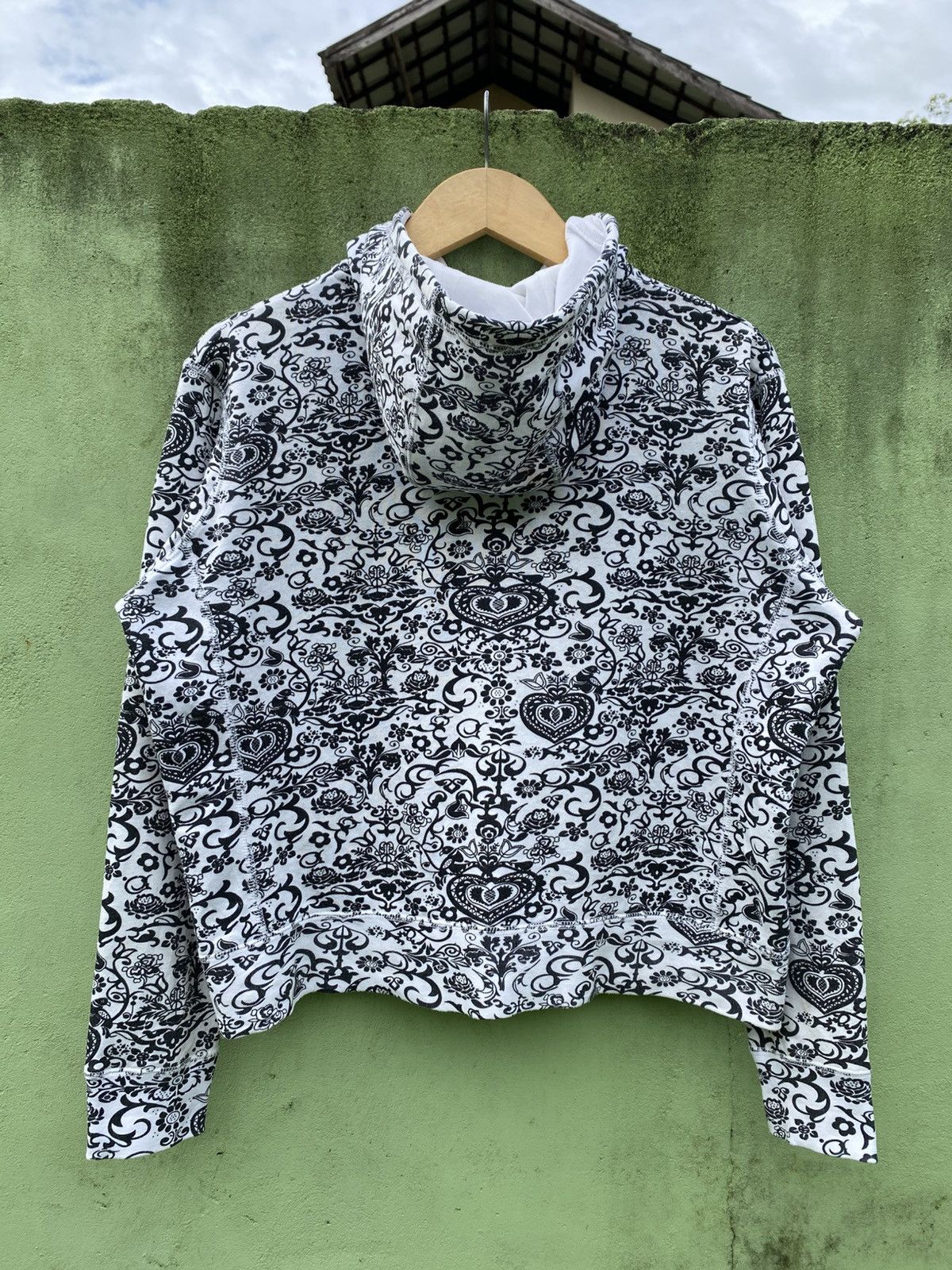 Vintage N.W.D Y2K Black White Paisley Full Zip Hoodie All Over Print Size L / US 10 / IT 46 - 8 Thumbnail