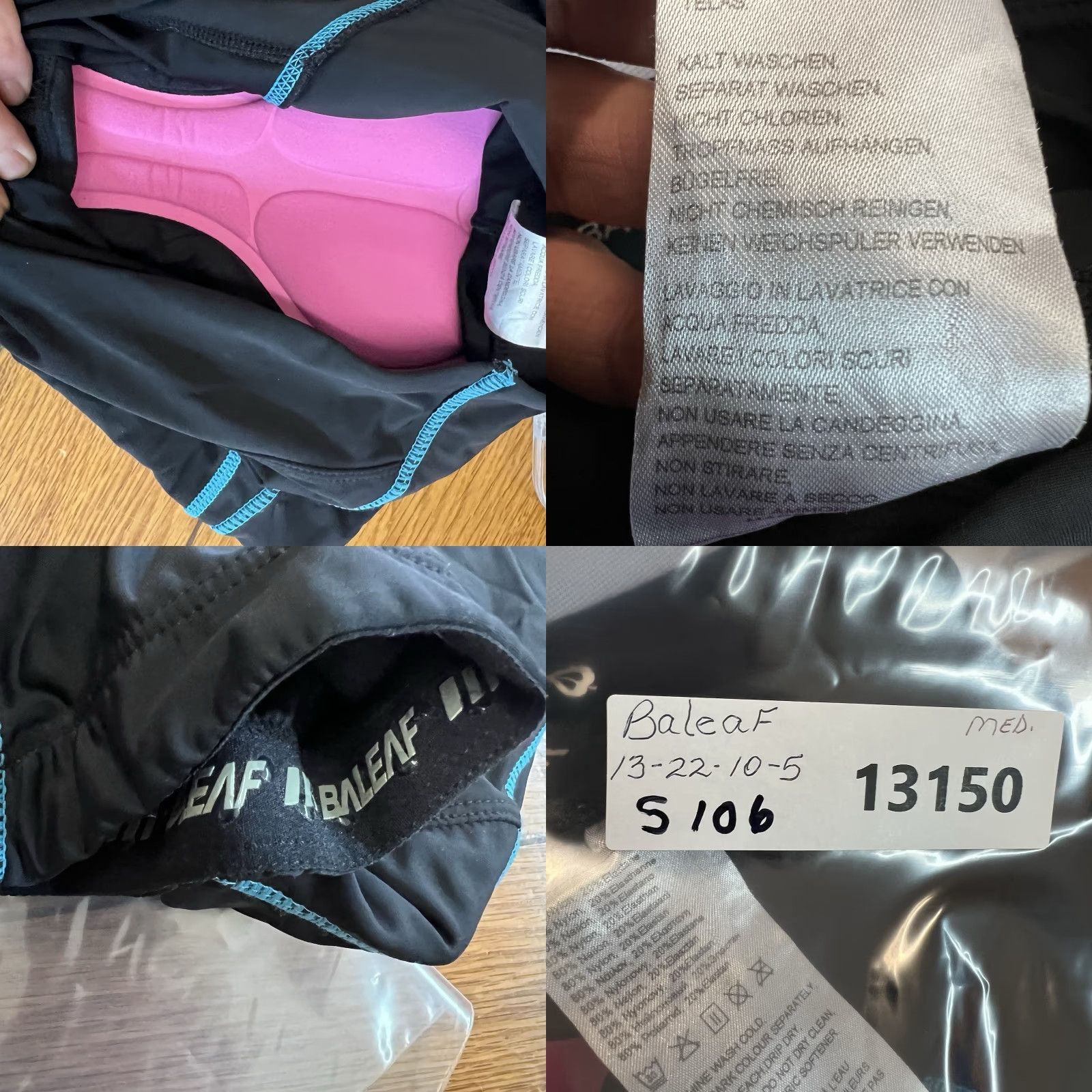 Vintage BALEAF Womens Cycling Thermal Leggings Pants Size M Padded Black Athletic Compression 26X22 Size 32" / US 10 / IT 46 - 8 Thumbnail