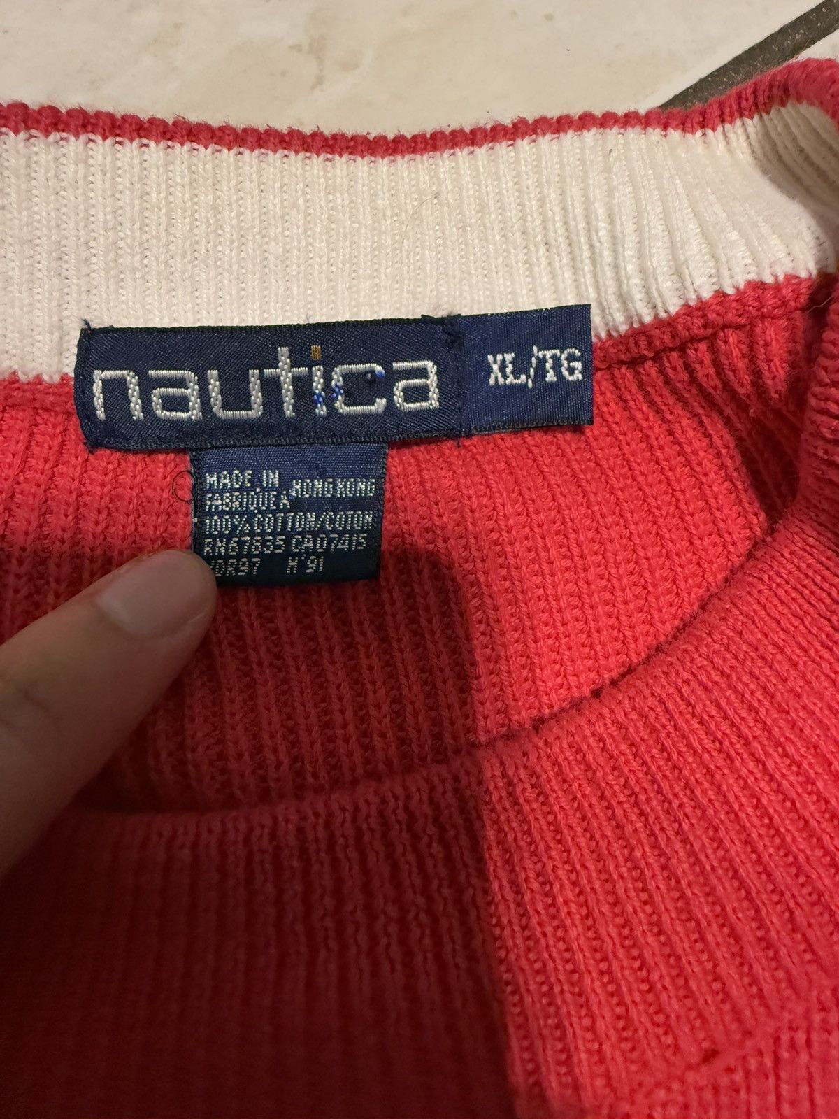 Nautica × Vintage Vintage 90s Nautica Window Pane Striped Sweater Size XL Size US XL / EU 56 / 4 - 3 Thumbnail