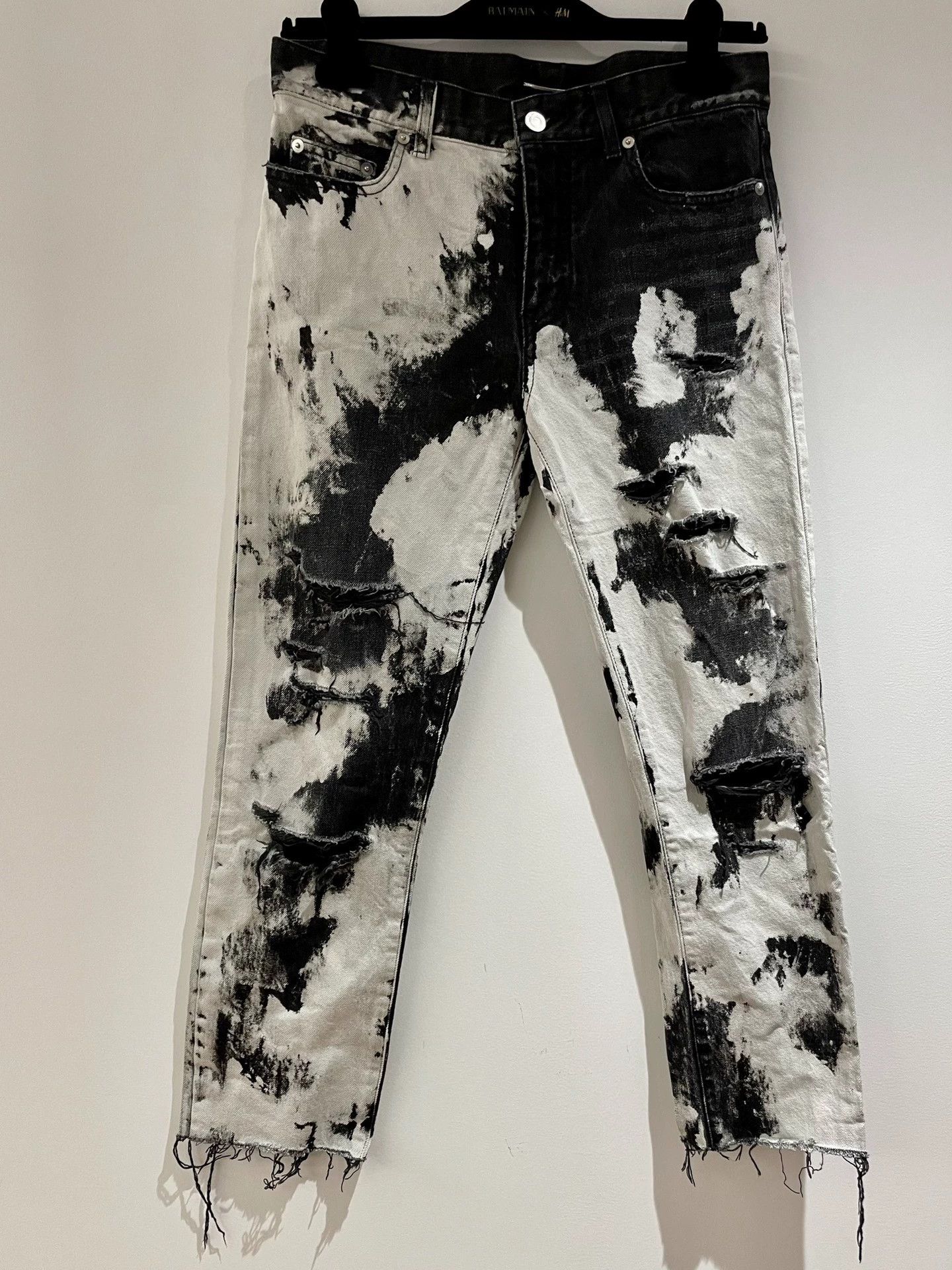 Yves Saint Laurent YSL 15SS Hedi tie-dye faded distressed D02 cut raw 30 jeans Size US 30 / EU 46 - 1 Thumbnail