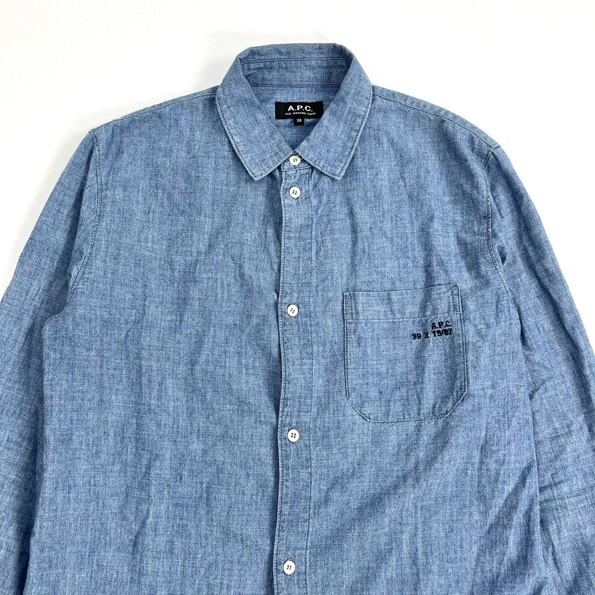 A.P.C. Vintage A.P.C Paris Chambray Denim Shirt Designer Size US S / EU 44-46 / 1 - 2 Thumbnail