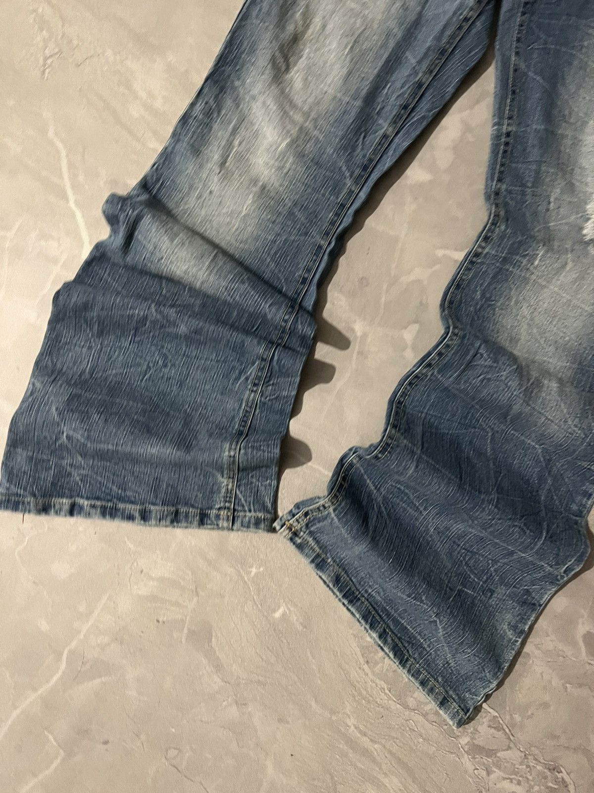 Japanese Brand Destroyed Wash Flared Glamour Sexy Fit Jeans Size US 31 - 3 Thumbnail