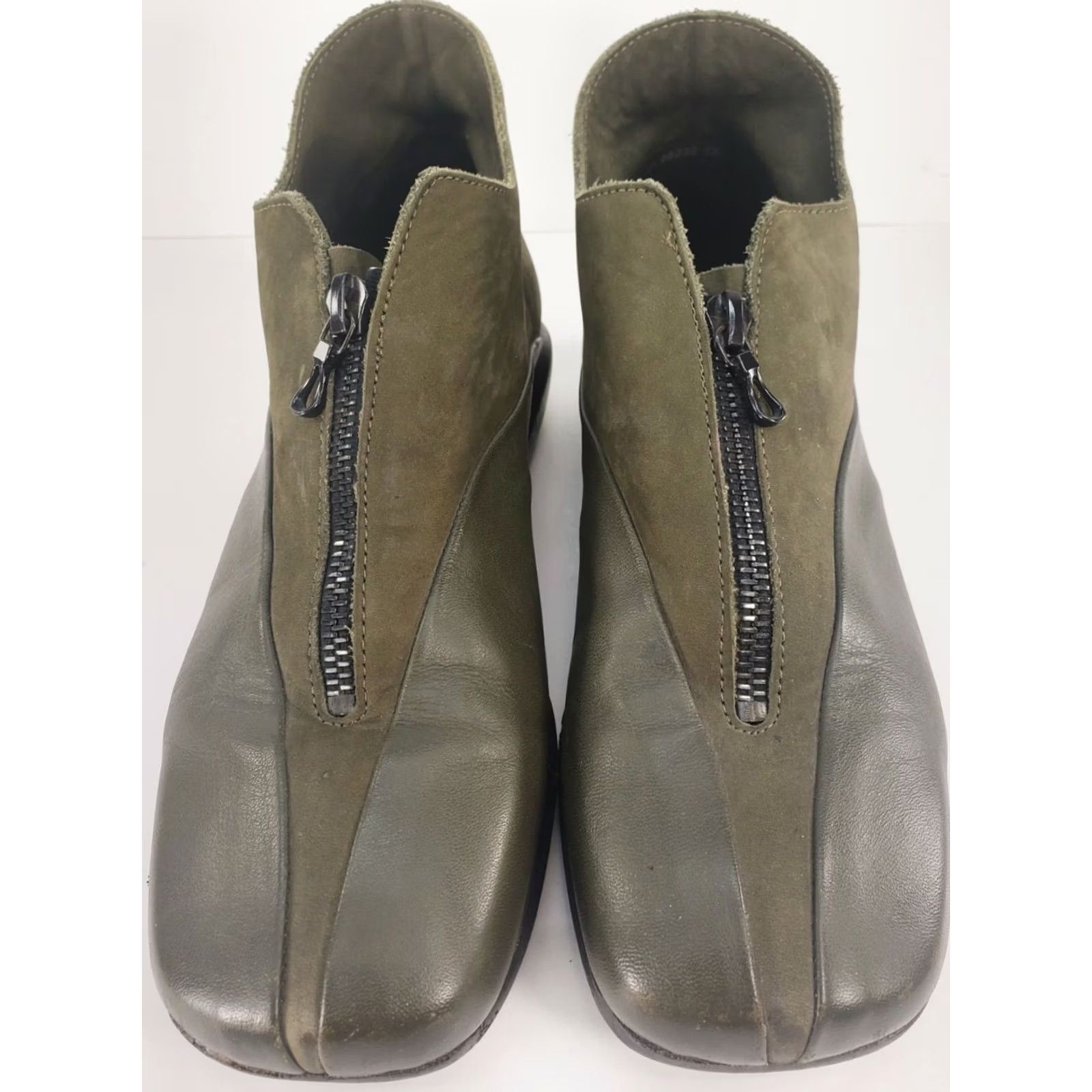 Vintage Arche France Women’s 5-5.5 36E Green Leather & Suede Bootie Ankle Boots Size US 5.5 / IT 35.5 - 3 Thumbnail