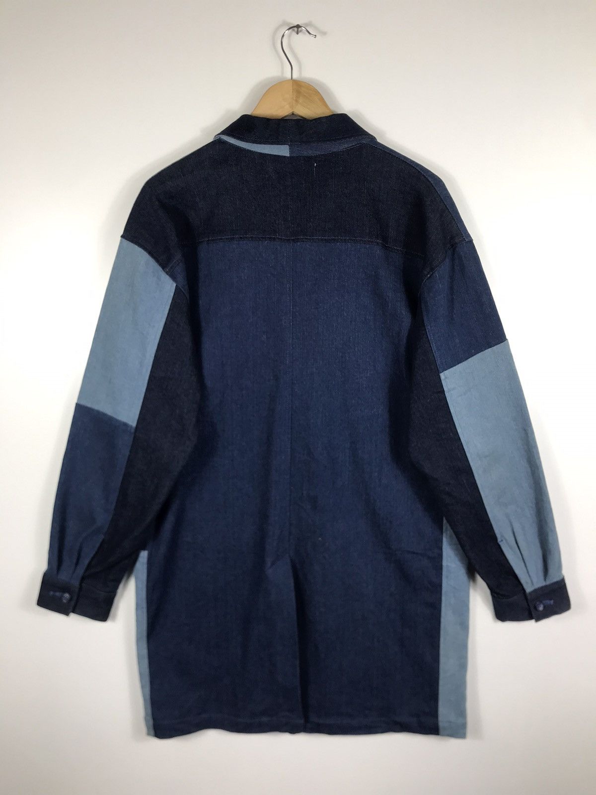 Japanese Brand 🔥 Timely Warning Blue Japan Denim Button Long Coat Jacket Size US L / EU 52-54 / 3 - 12 Thumbnail