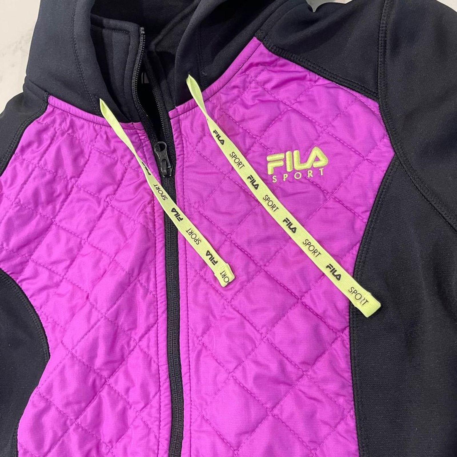 Fila Fila Sport Black Purple Full Zip Quilted Jacket Womens Small Size S / US 4 / IT 40 - 6 Thumbnail