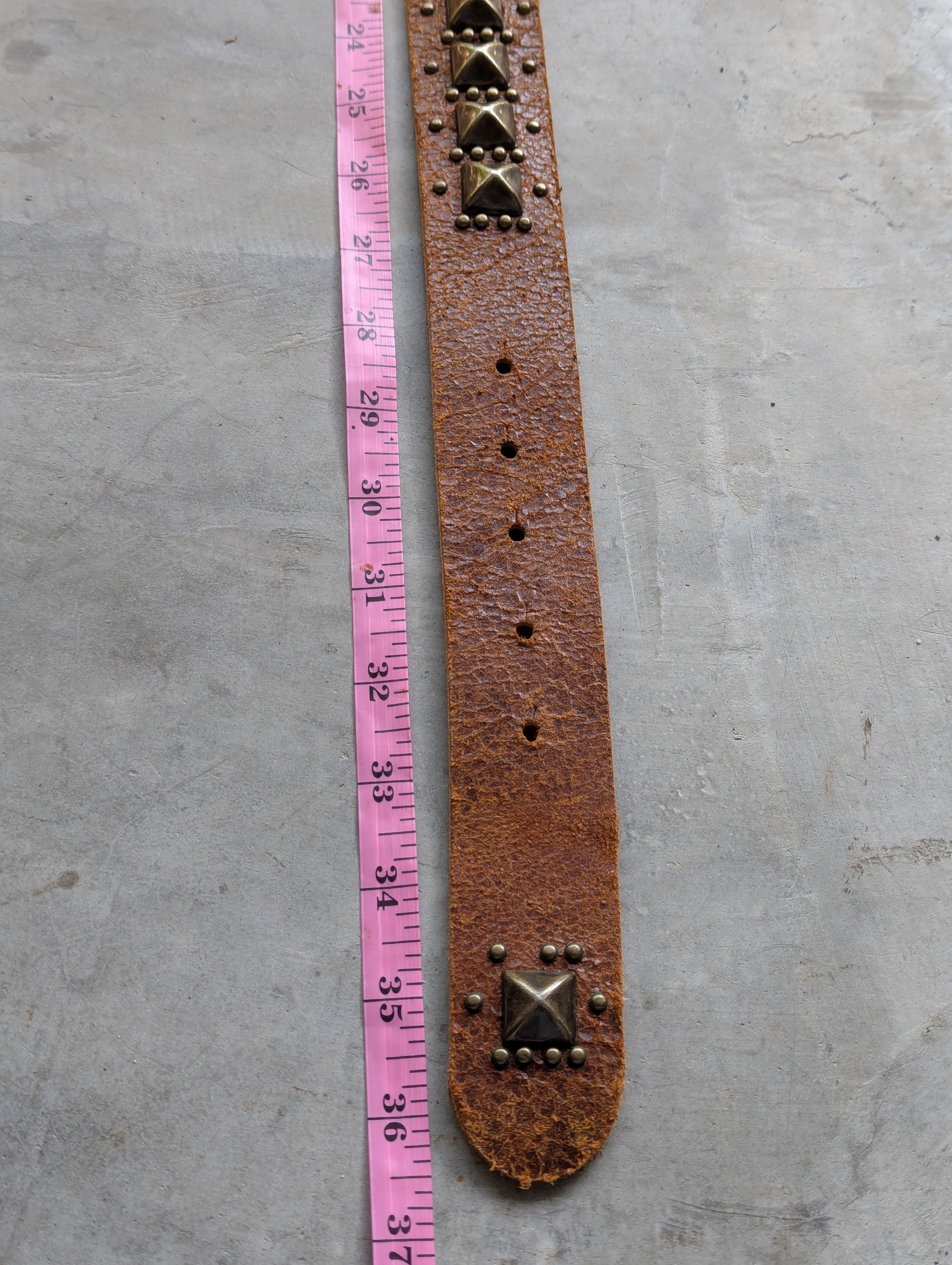Leather Cook Jeans Studded Leather Belt Metal Buckle Fleur de lis Size 36 - 5 Thumbnail