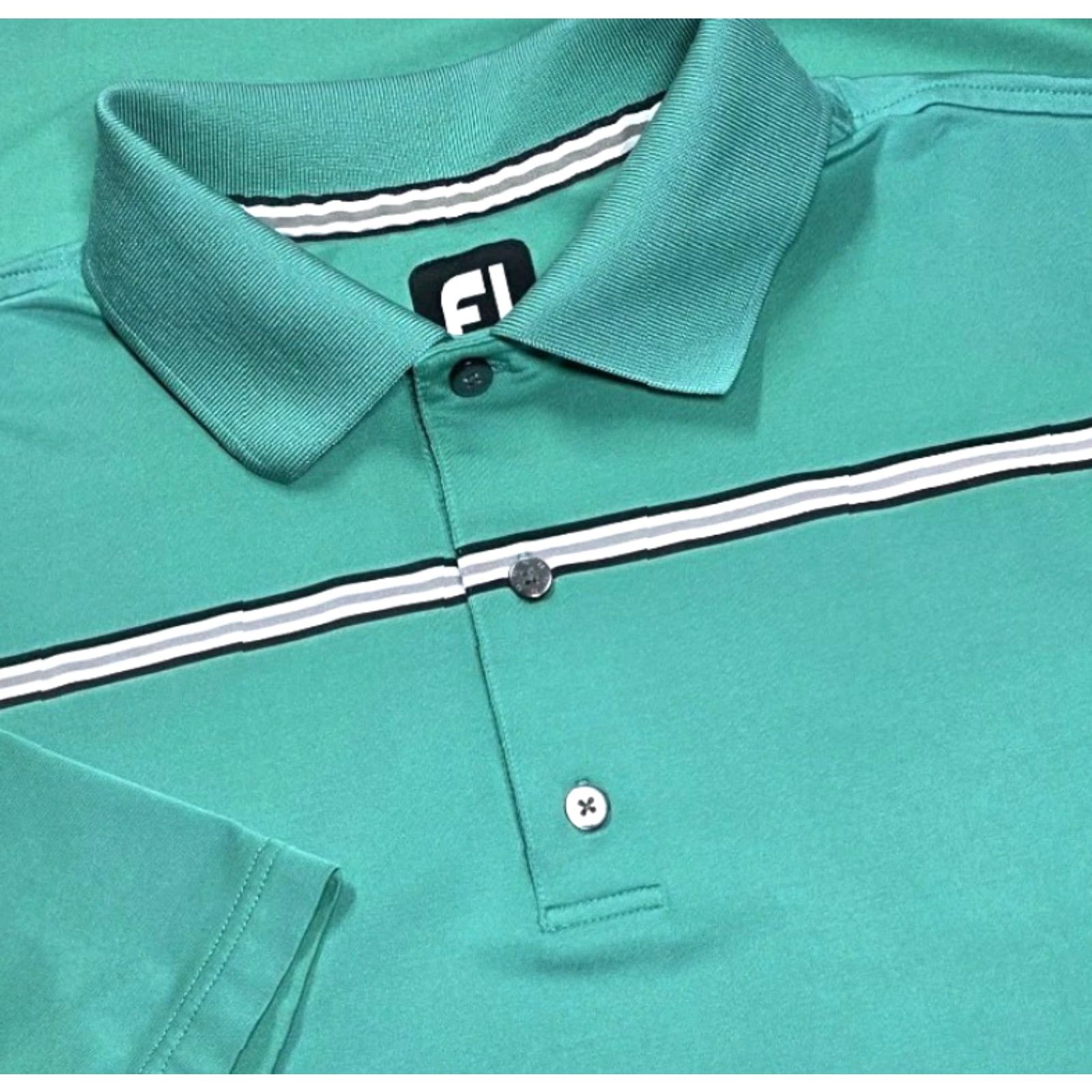 Footjoy FootJoy Mens L Polo Shirt Short Sleeve Teal Green FJ Performance Golf Shirt Size US L / EU 52-54 / 3 - 2 Thumbnail