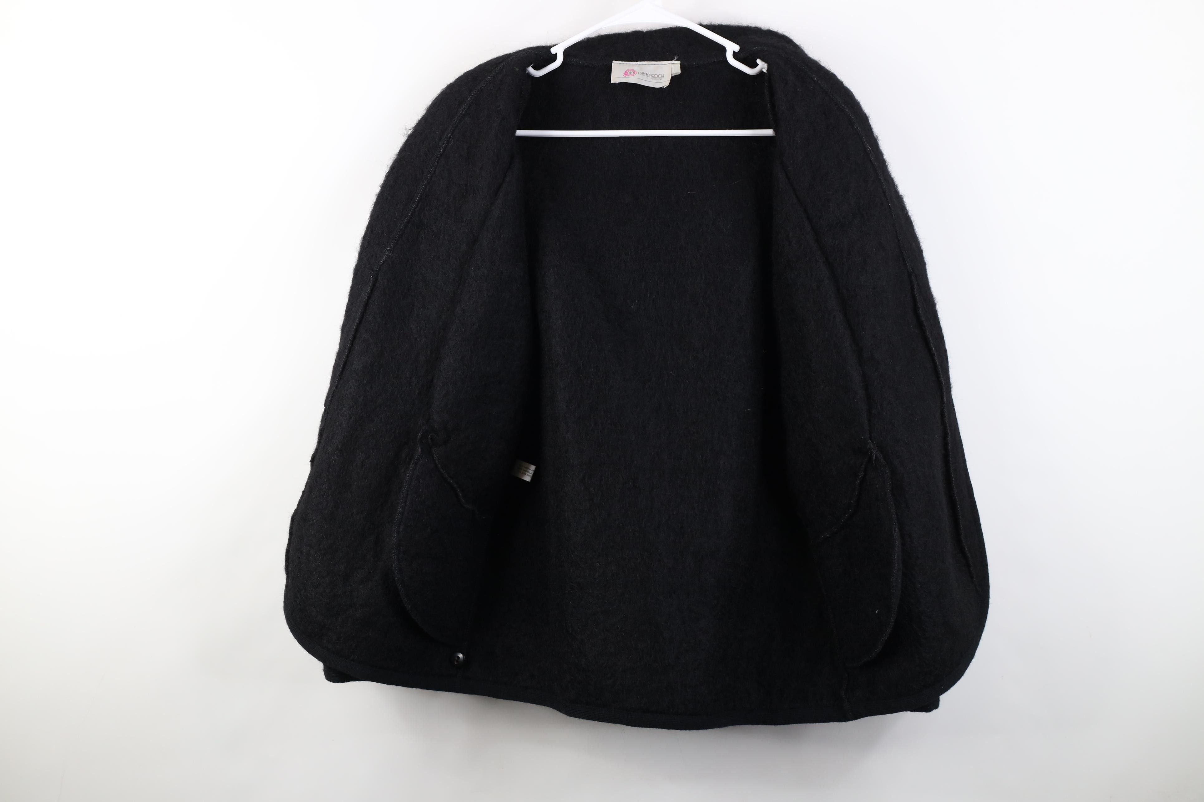Vintage Vintage 90s Streetwear Mohair Wool Shag Button Jacket Black Size M / US 6-8 / IT 42-44 - 9 Thumbnail