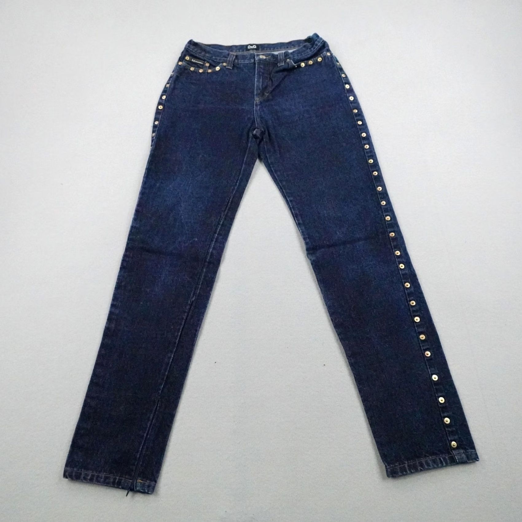Dolce & Gabbana Dolce & Gabbana D&G Jeans Womens 30 Blue Denim Dark Wash Studded Embellished Size 30" / US 8 / IT 44 - 2 Thumbnail