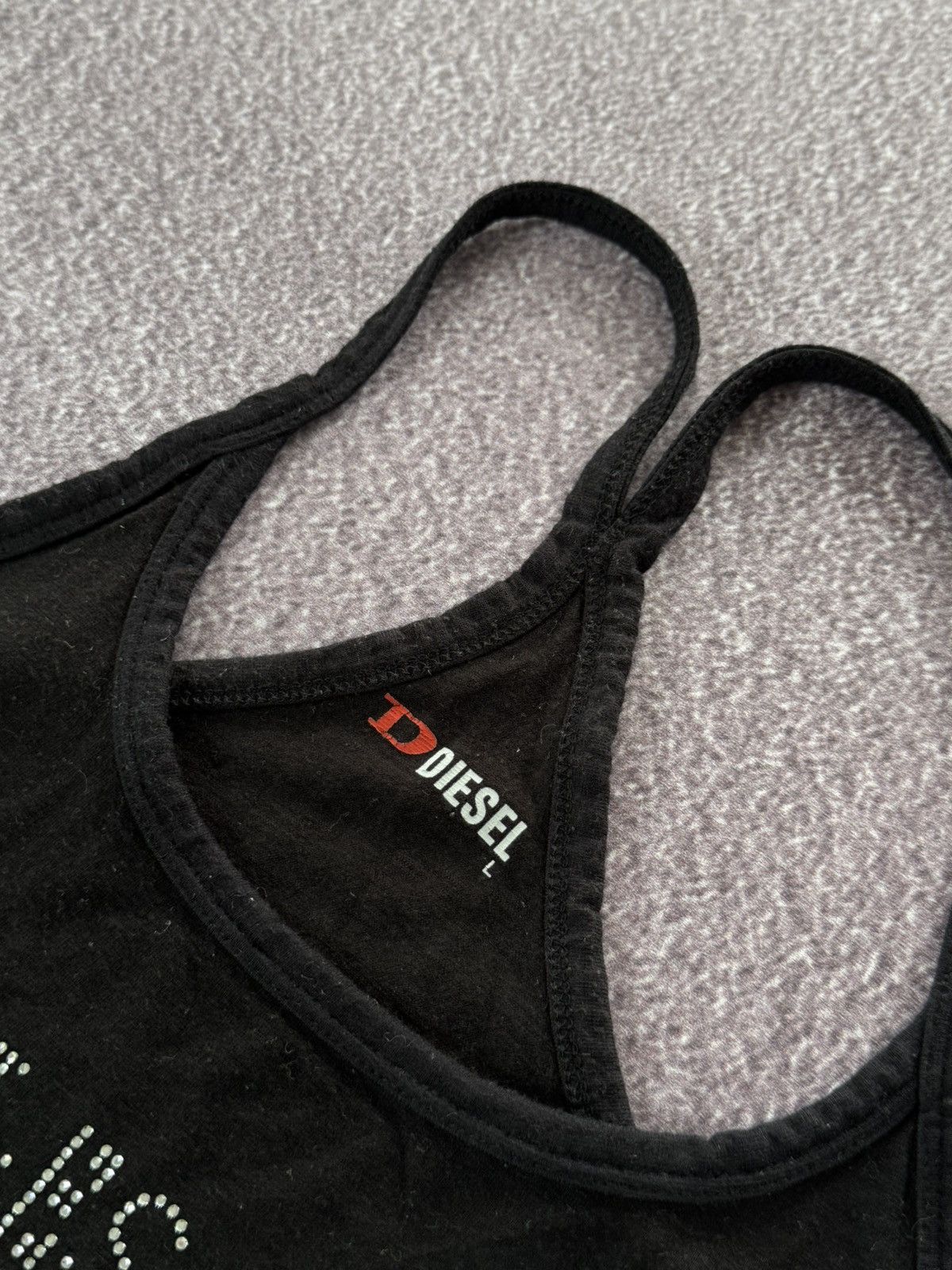 Diesel 00s Diesel Y2K Sexy Rhinestones Logo Tank Top Size L / US 10 / IT 46 - 7 Thumbnail