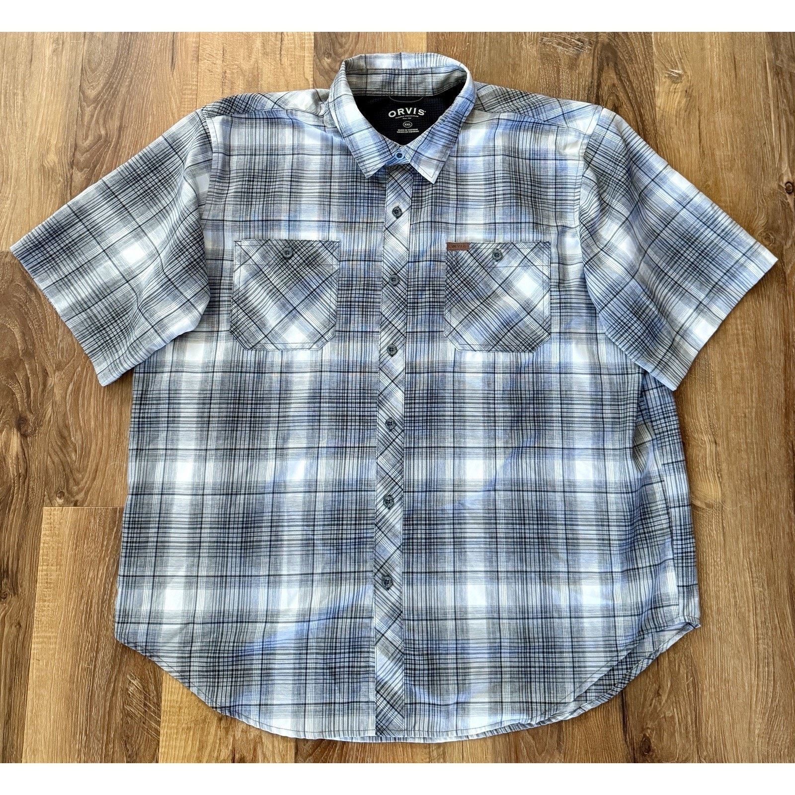 Orvis Orvis Men’s XXL Button Down SS Gray & White Plaid Shirt Size US XL / EU 56 / 4 - 1 Thumbnail