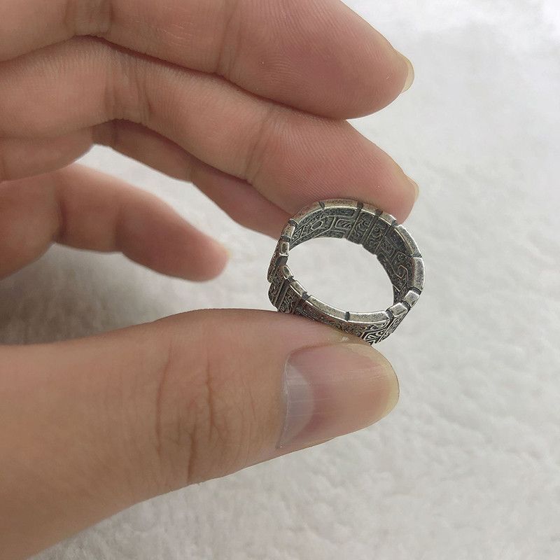Jewelry × Vintage Resizable Retro Tang Grass Pattern Ring Size ONE SIZE - 6 Thumbnail