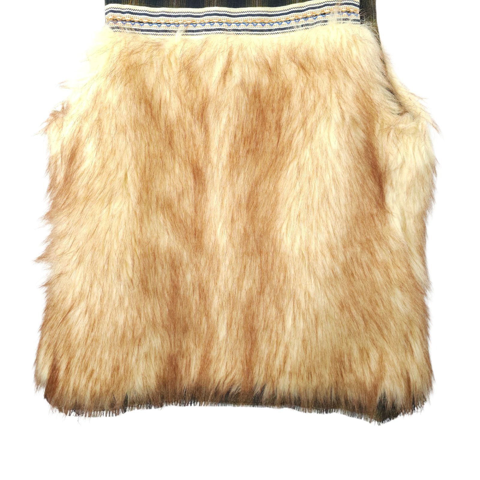 BKE BKE Gimmicks Faux Fur Vest S Brown Green Plaid Boho Shaggy Size S / US 4 / IT 40 - 12 Thumbnail