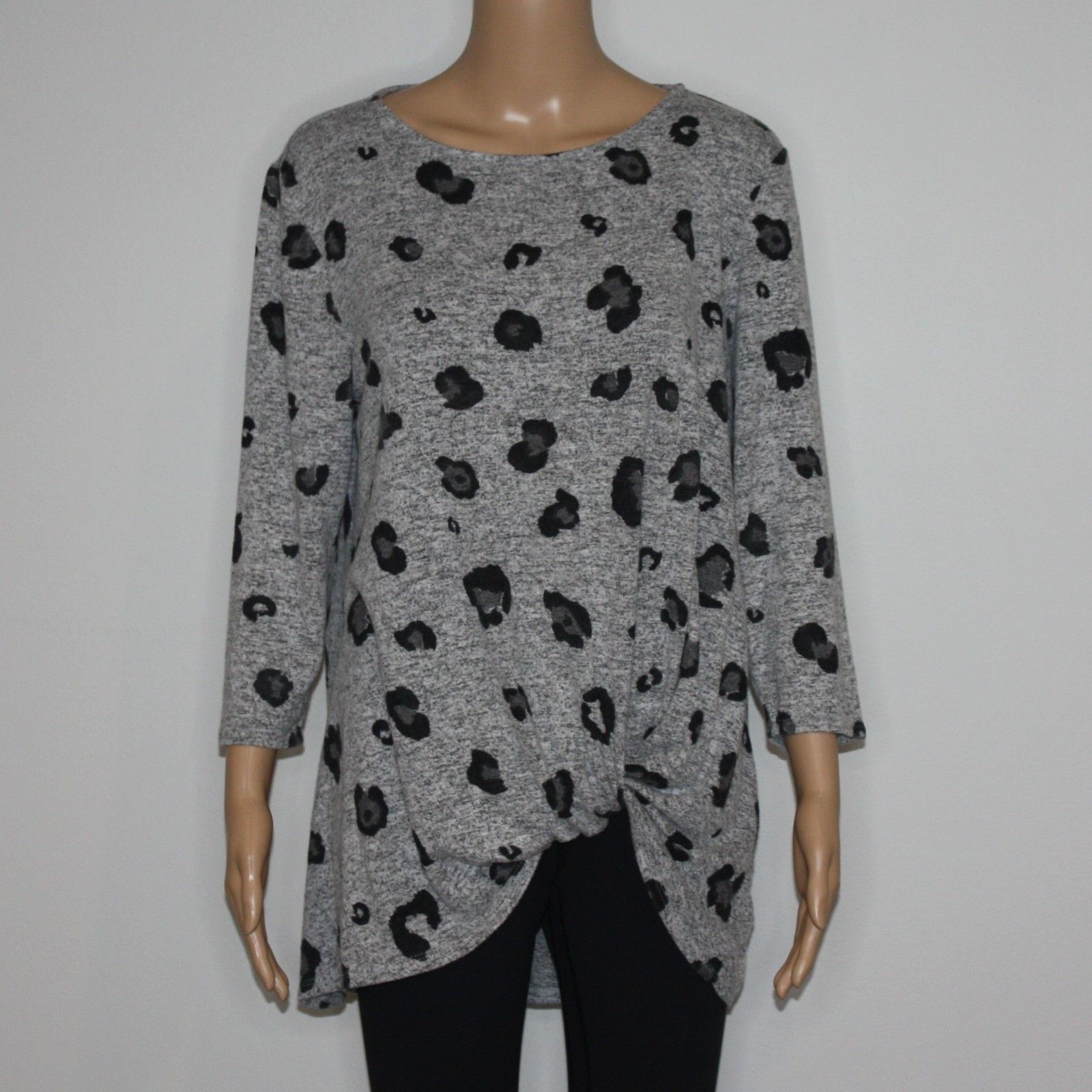 Other Gibson Cozy Twist Front Pullover Sweater in Gray Leopard Size M / US 6-8 / IT 42-44 - 2 Thumbnail