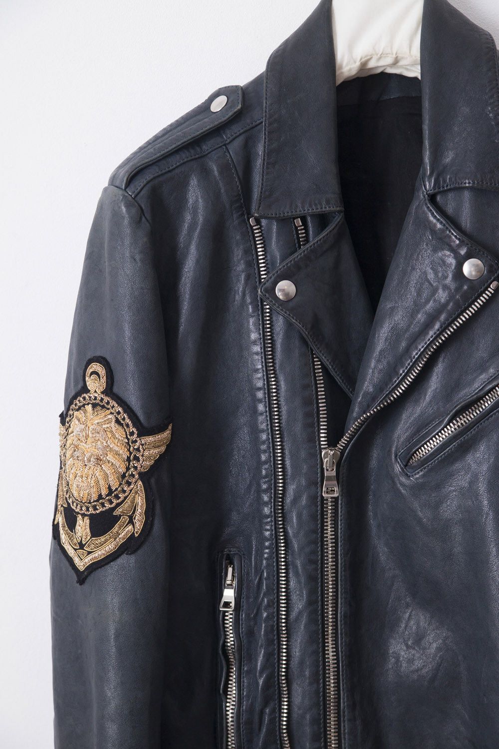 Balmain SS14 blue biker leather jacket Size US M / EU 48-50 / 2 - 2 Thumbnail